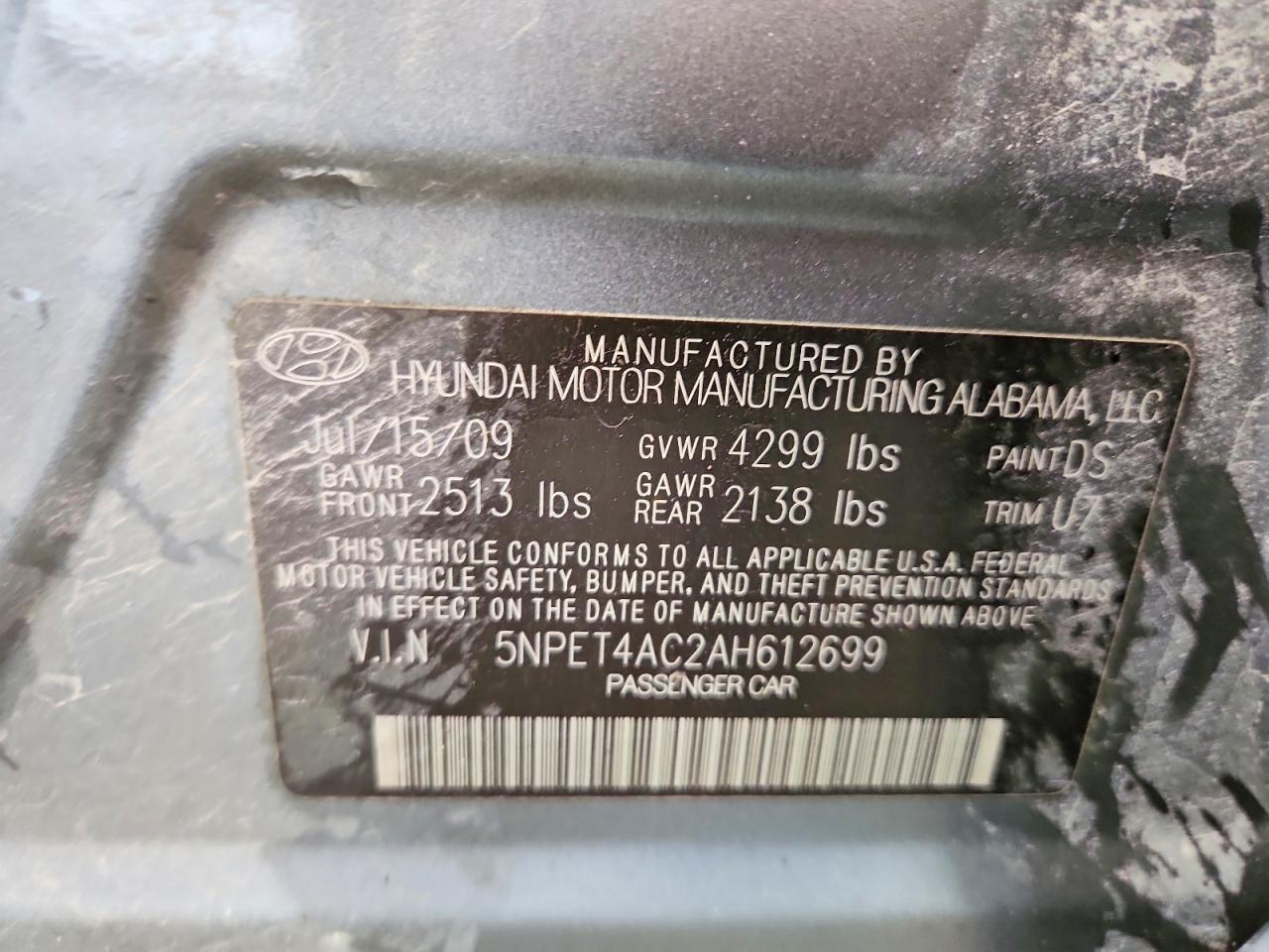 2010 Hyundai Sonata Gls Gray vin: 5NPET4AC2AH612699