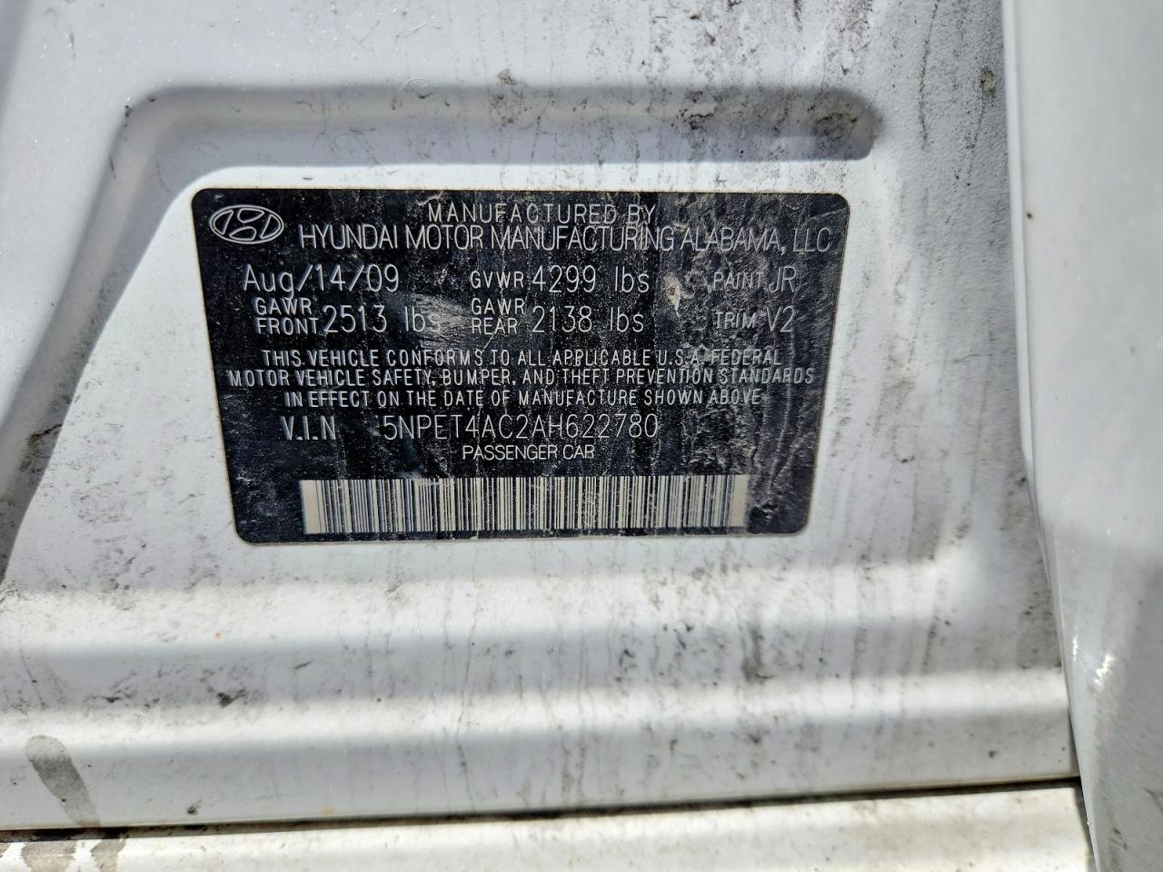 2010 Hyundai Sonata Gls White vin: 5NPET4AC2AH622780