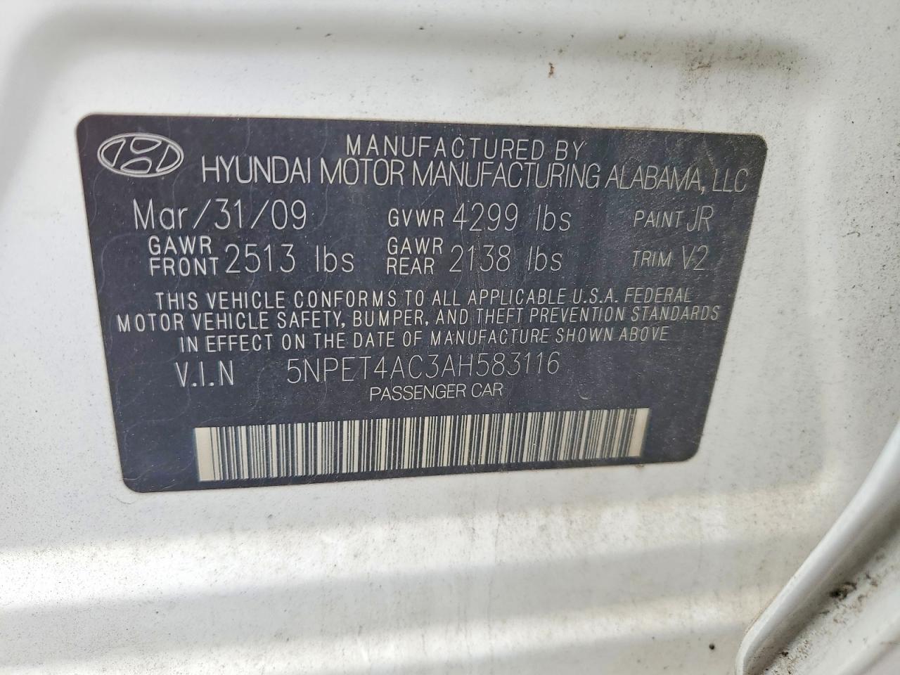 2010 Hyundai Sonata Gls White vin: 5NPET4AC3AH583116