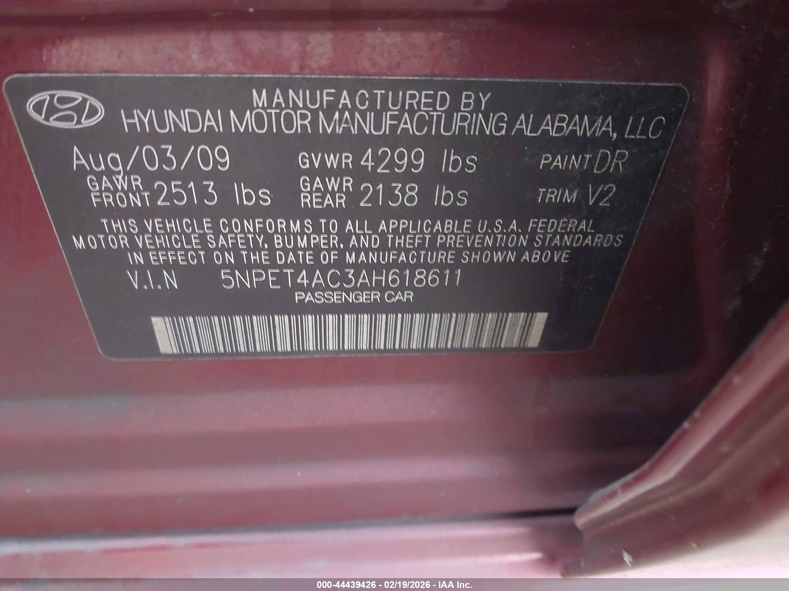 2010 Hyundai Sonata Gls Maroon vin: 5NPET4AC3AH618611