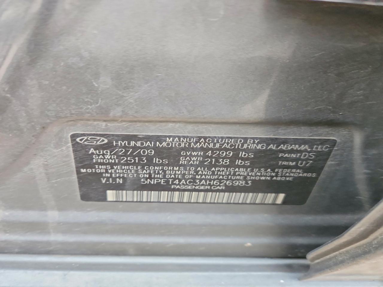 2010 Hyundai Sonata Gls Gray vin: 5NPET4AC3AH626983