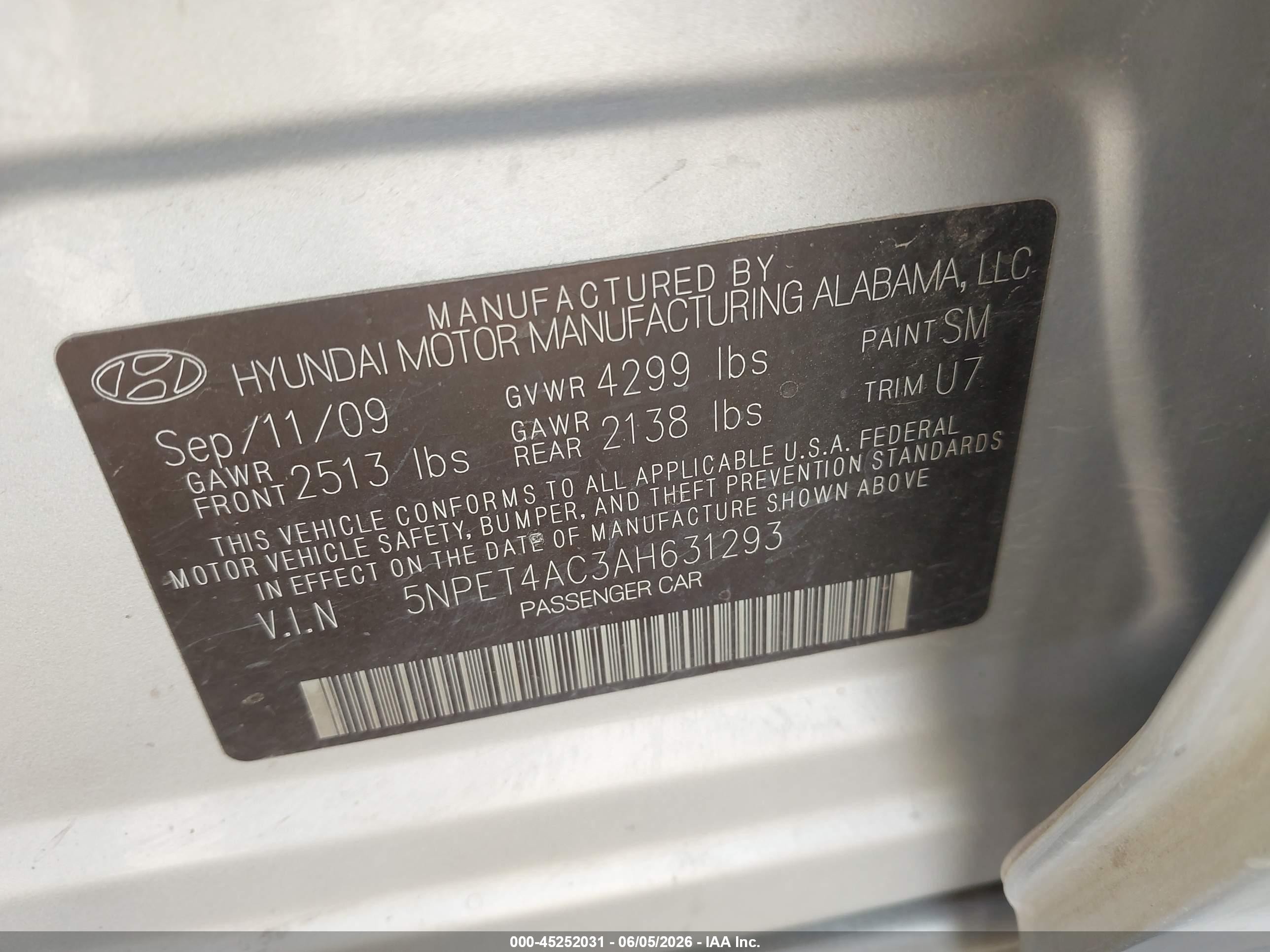 2010 Hyundai Sonata Gls Silver vin: 5NPET4AC3AH631293