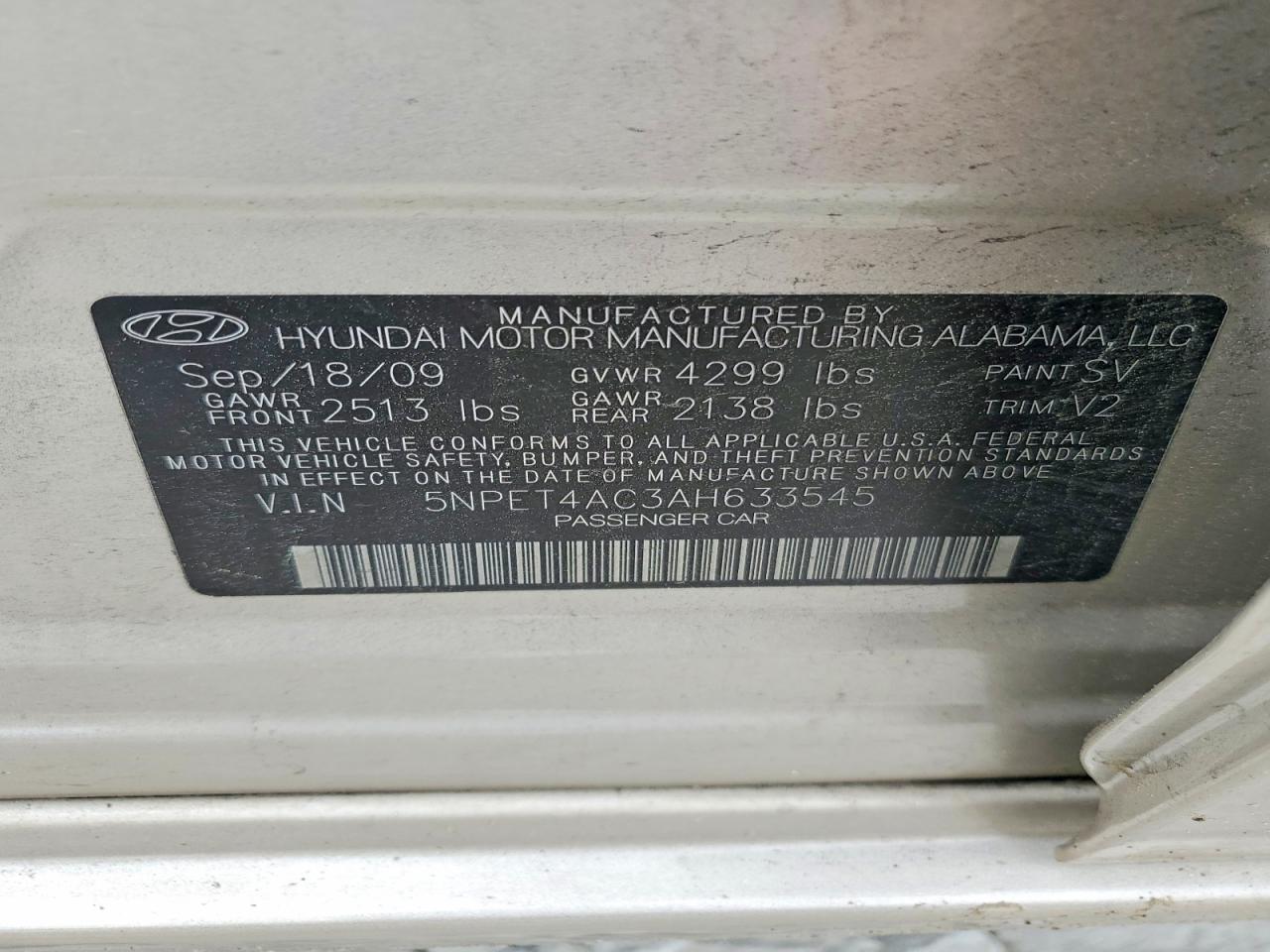2010 Hyundai Sonata Gls Gold vin: 5NPET4AC3AH633545