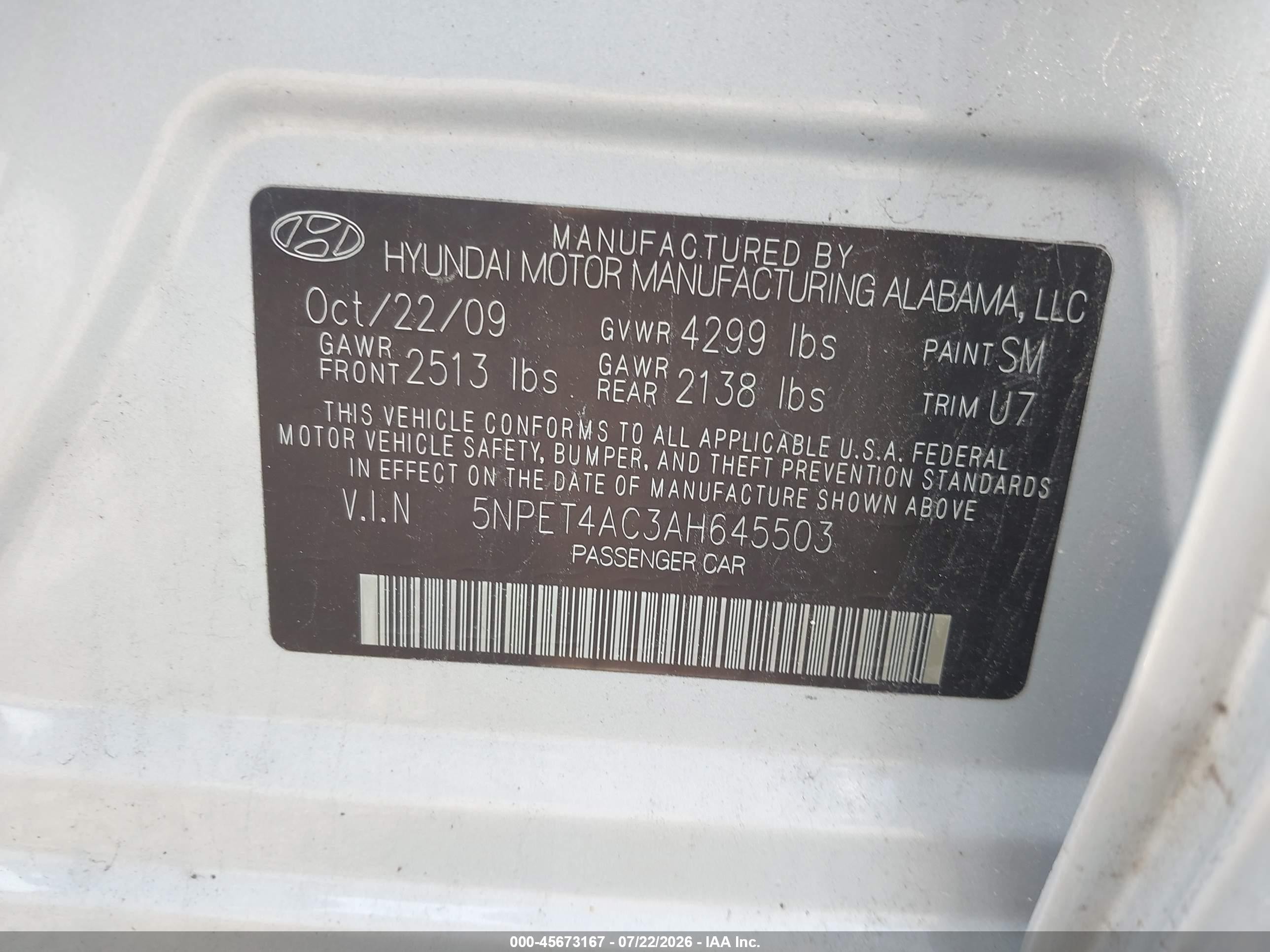 2010 Hyundai Sonata Gls Gray vin: 5NPET4AC3AH645503