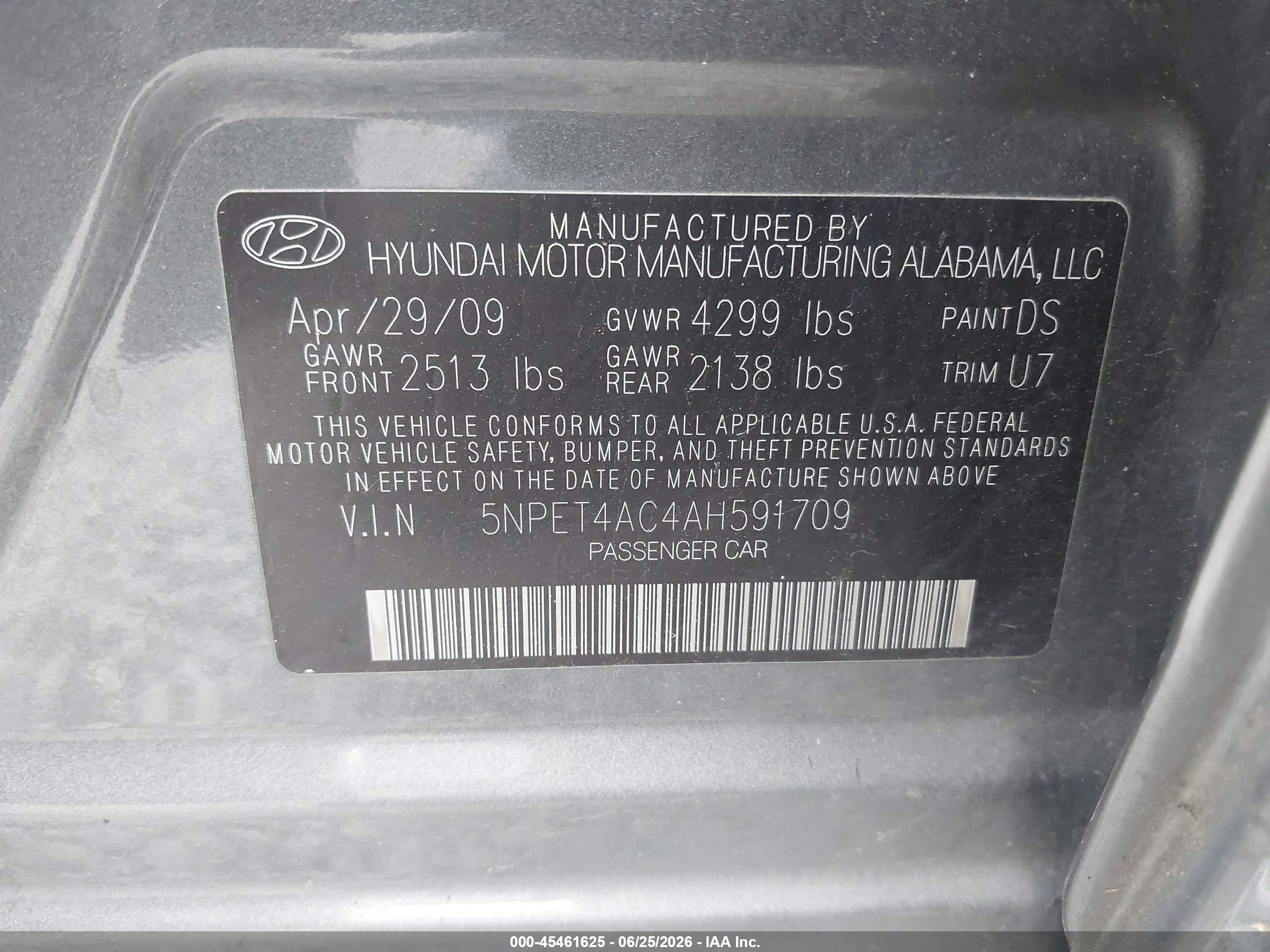 2010 Hyundai Sonata Gls Gray vin: 5NPET4AC4AH591709