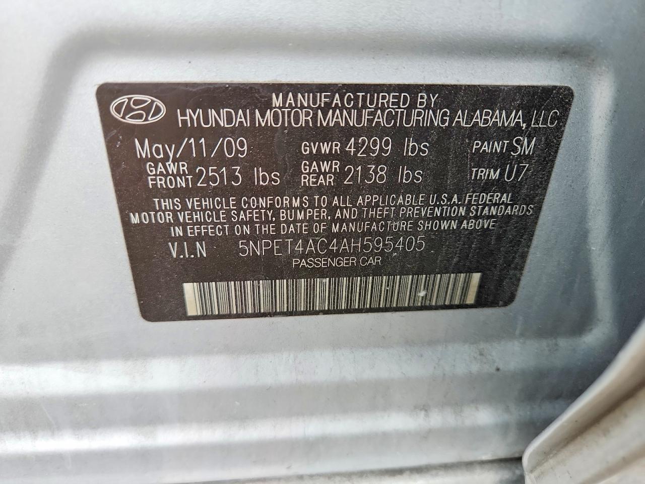 2010 Hyundai Sonata Gls Silver vin: 5NPET4AC4AH595405
