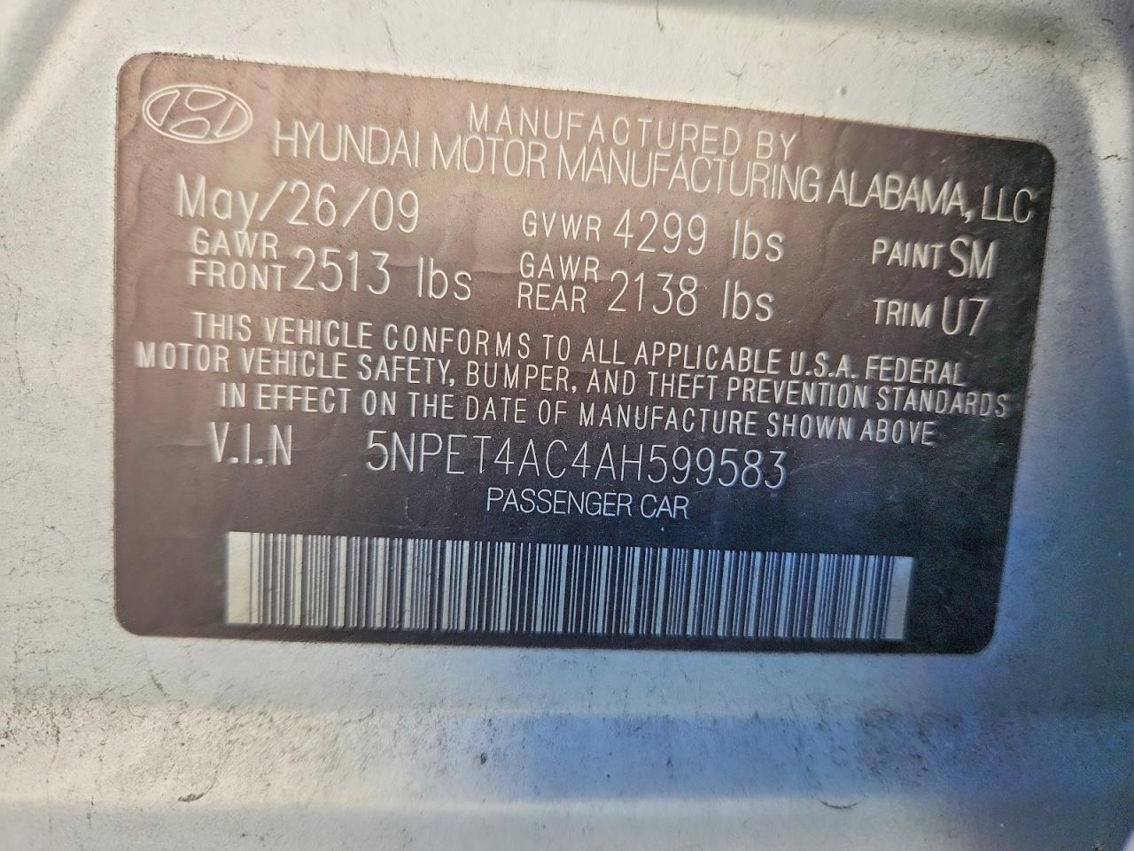 2010 Hyundai Sonata Gls Silver vin: 5NPET4AC4AH599583