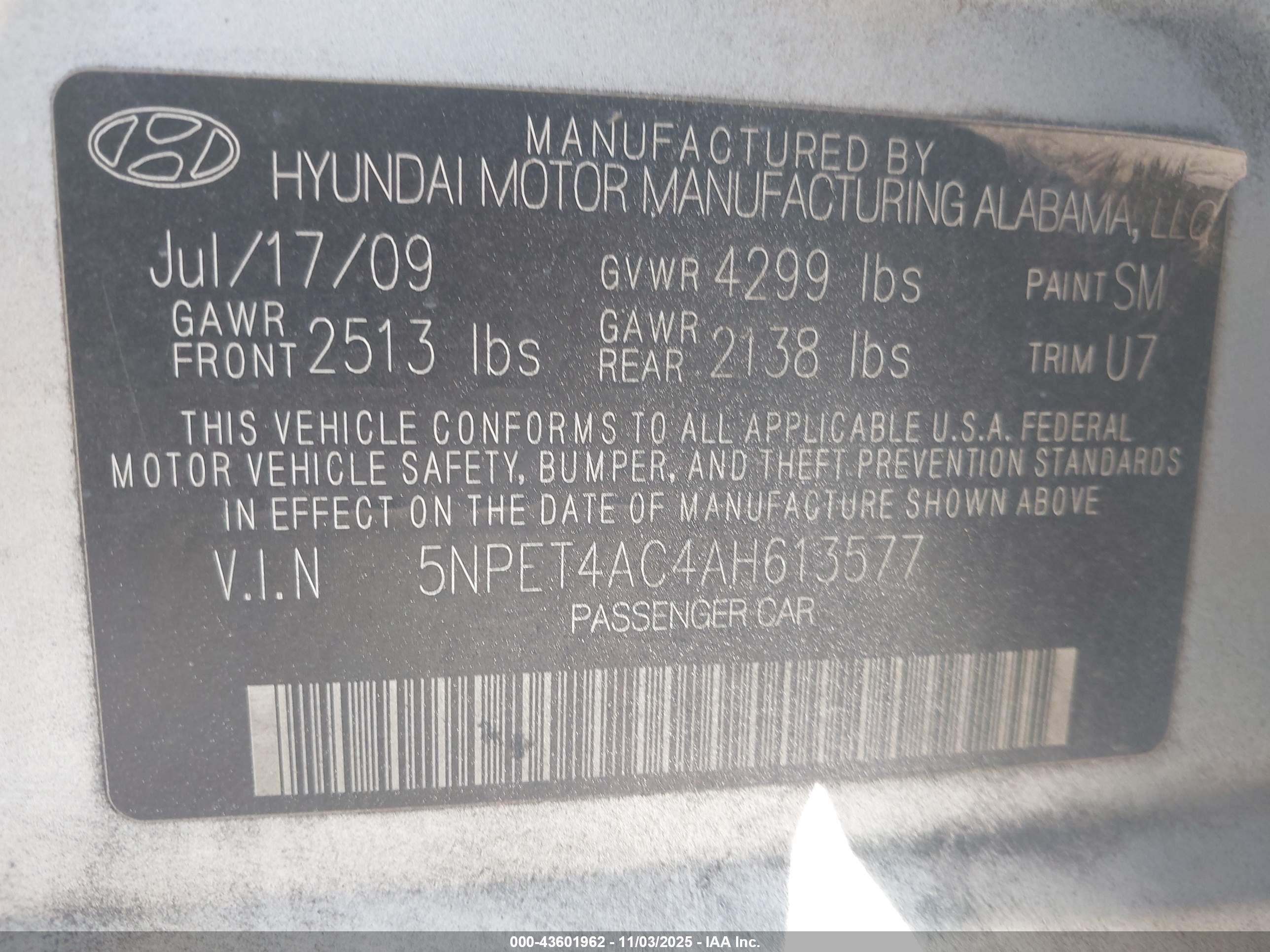 2010 Hyundai Sonata Gls Silver vin: 5NPET4AC4AH613577