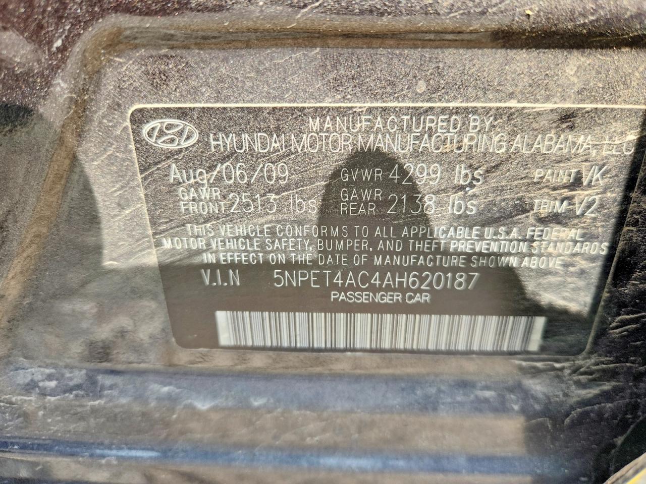 2010 Hyundai Sonata Gls Gray vin: 5NPET4AC4AH620187