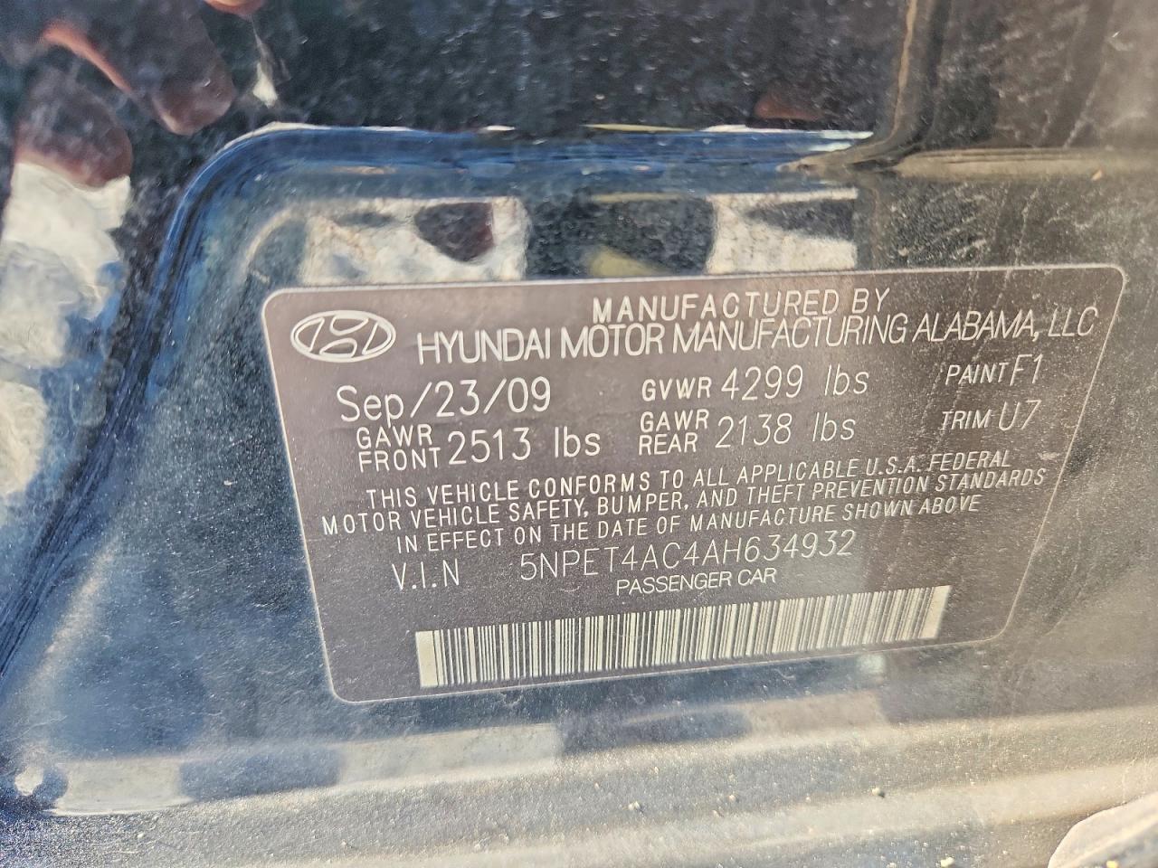 2010 Hyundai Sonata Gls Black vin: 5NPET4AC4AH634932