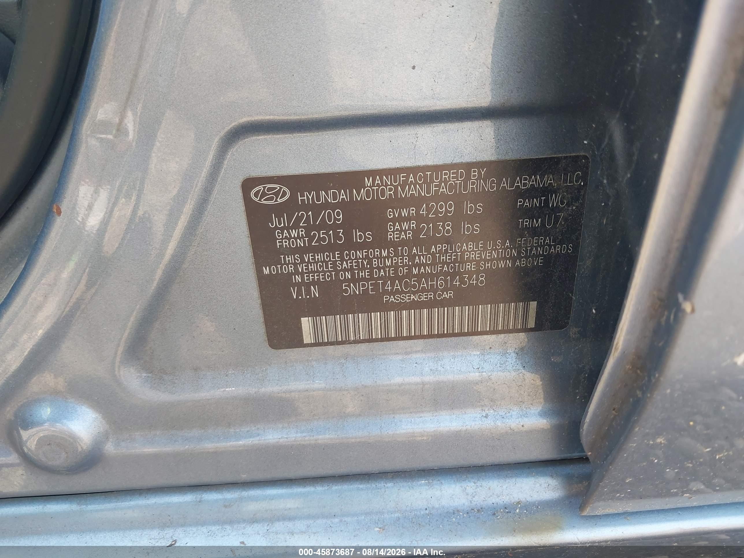 2010 Hyundai Sonata Gls Синий vin: 5NPET4AC5AH614348