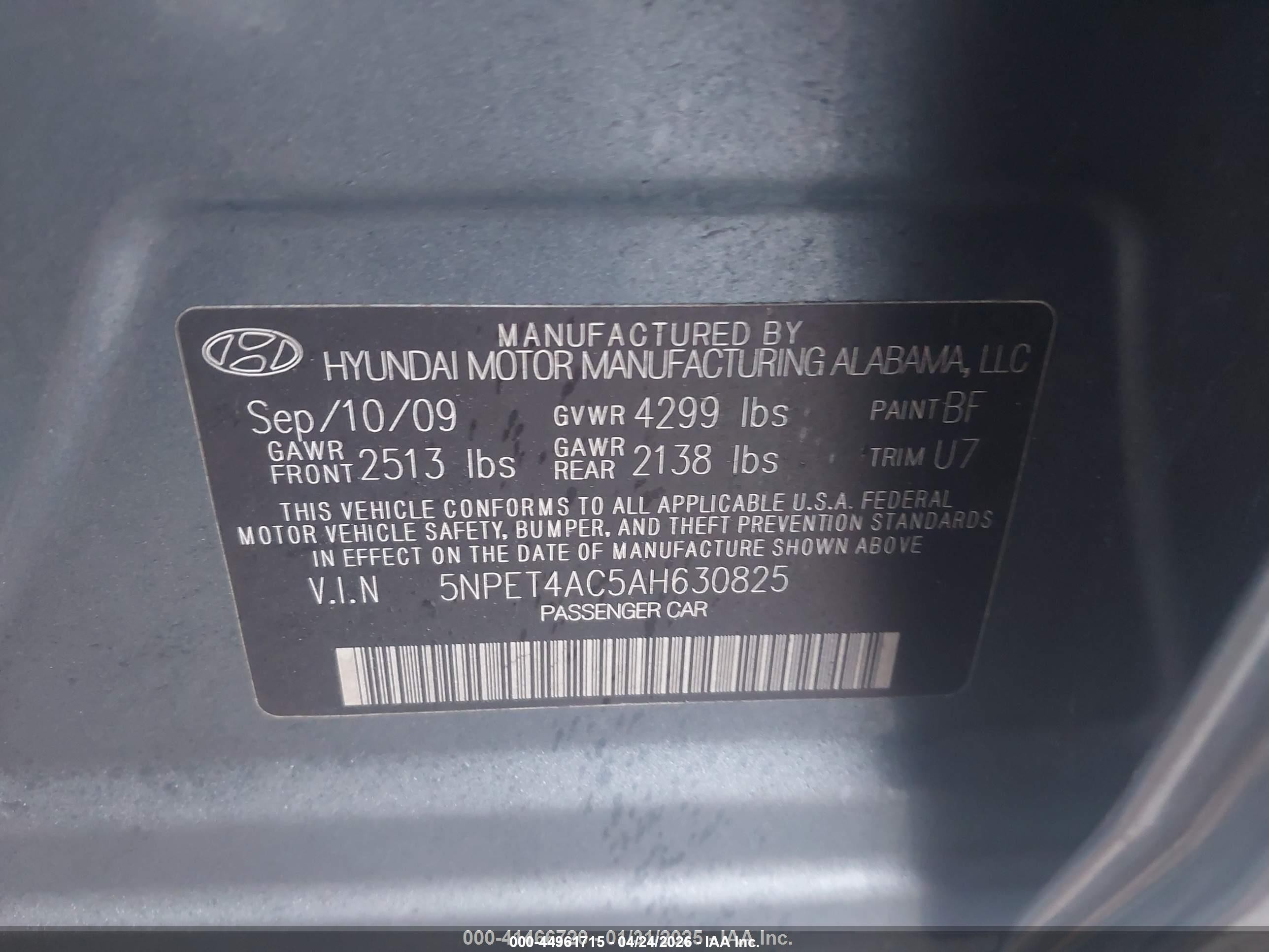 2010 Hyundai Sonata Gls Blue vin: 5NPET4AC5AH630825
