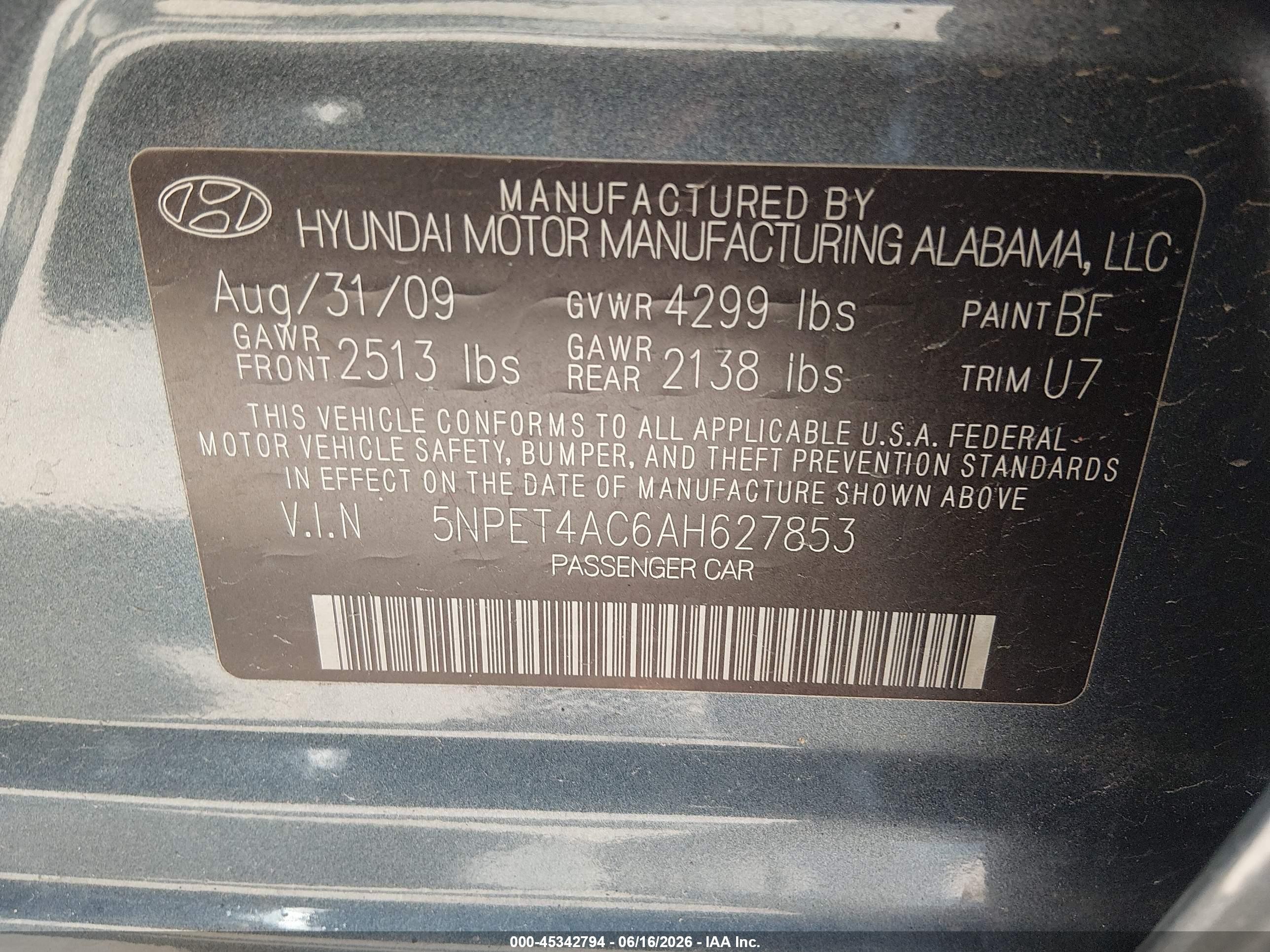 2010 Hyundai Sonata Gls Серый vin: 5NPET4AC6AH627853