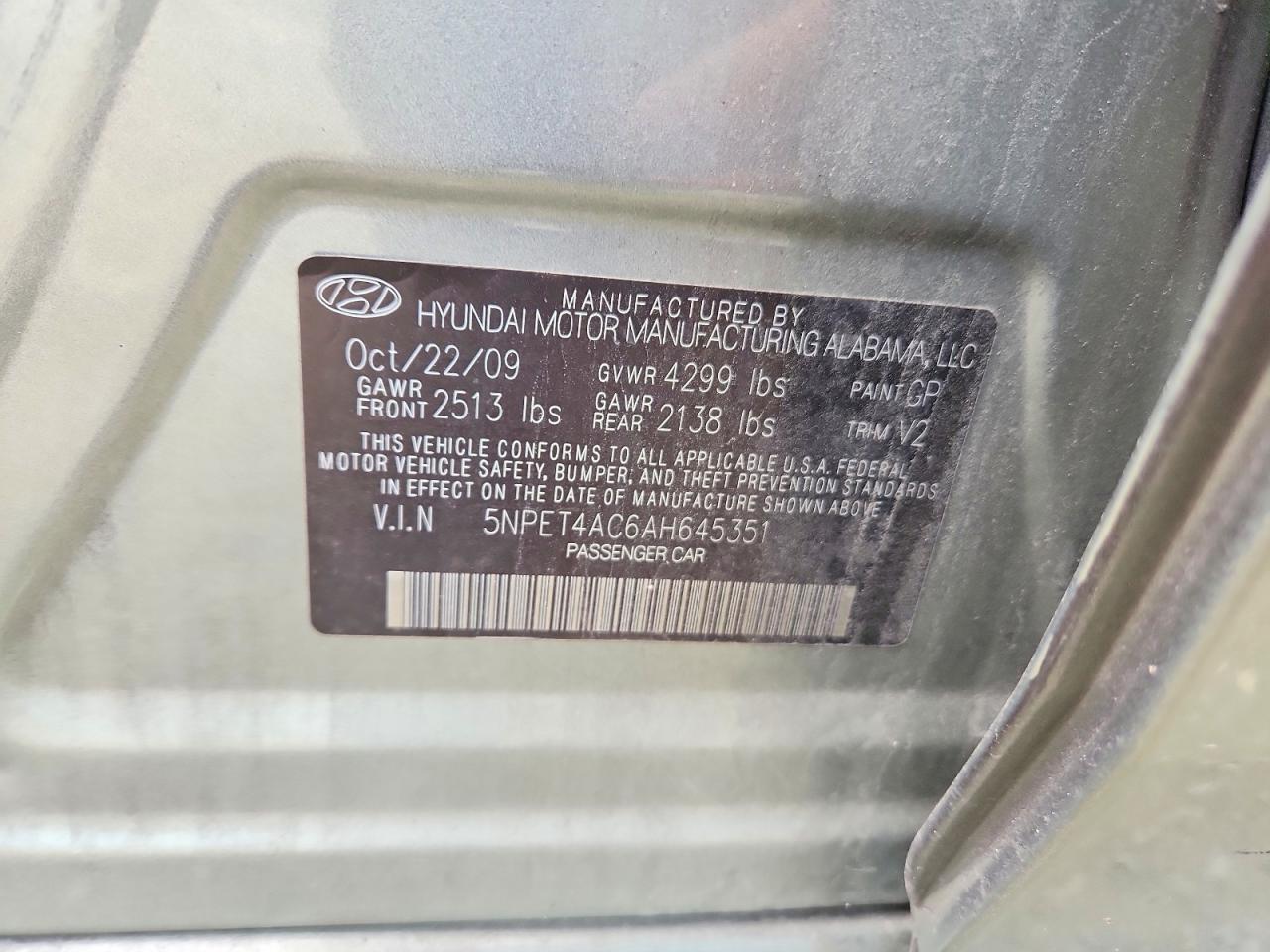 2010 Hyundai Sonata Gls Silver vin: 5NPET4AC6AH645351