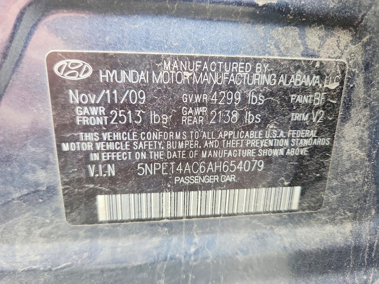 2010 Hyundai Sonata Gls Blue vin: 5NPET4AC6AH654079