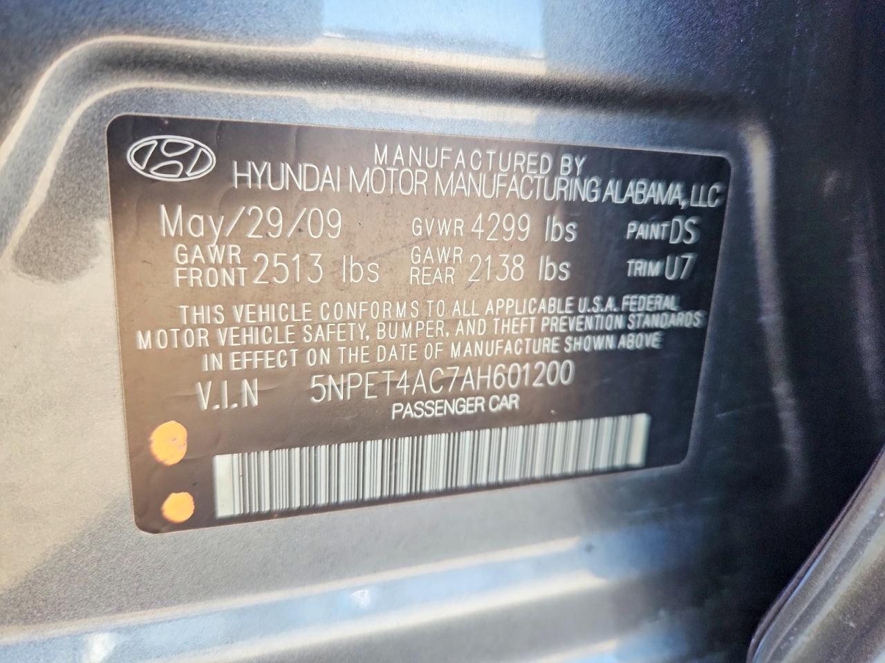2010 Hyundai Sonata Gls Gray vin: 5NPET4AC7AH601200