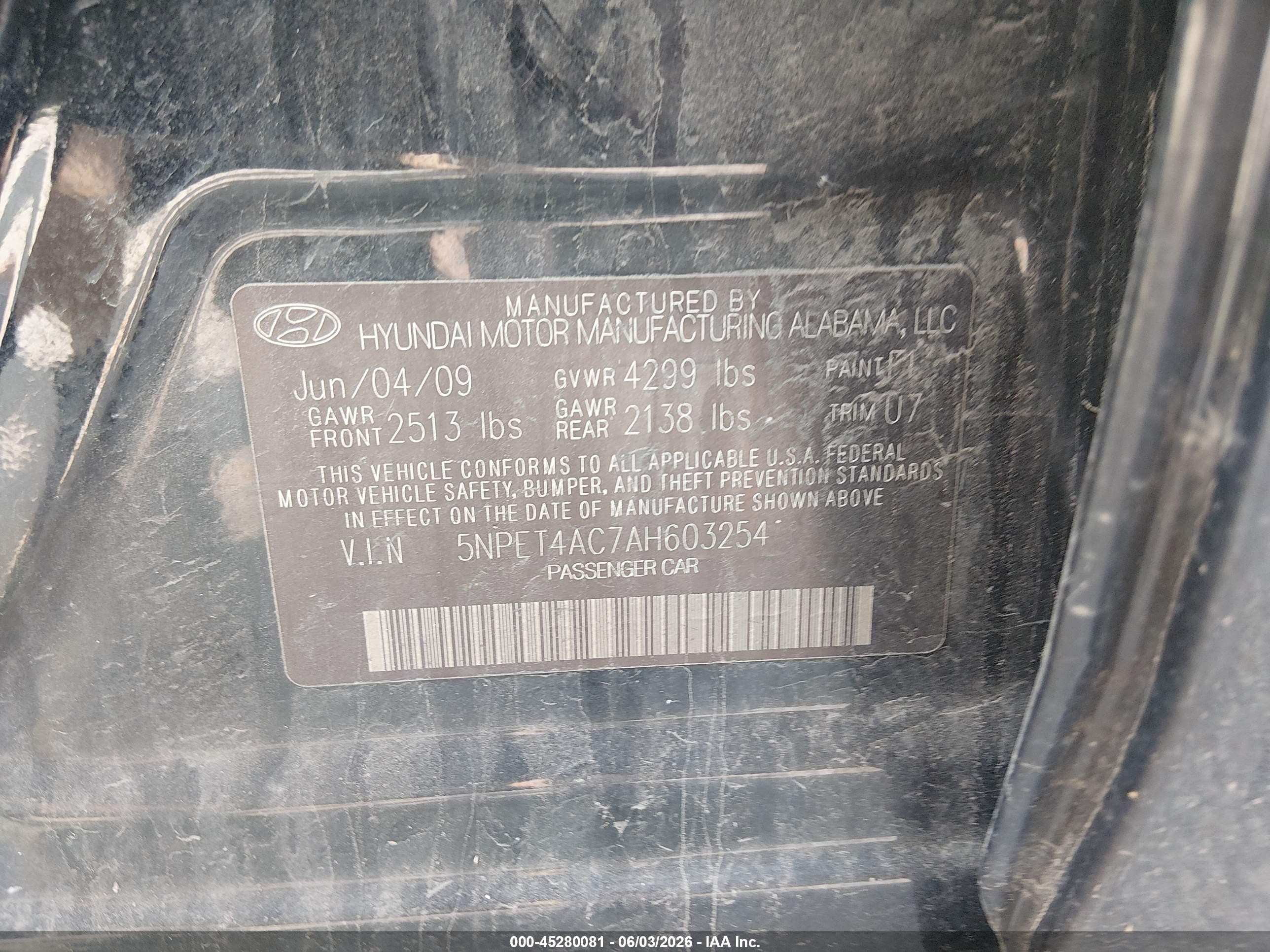 2010 Hyundai Sonata Gls Black vin: 5NPET4AC7AH603254