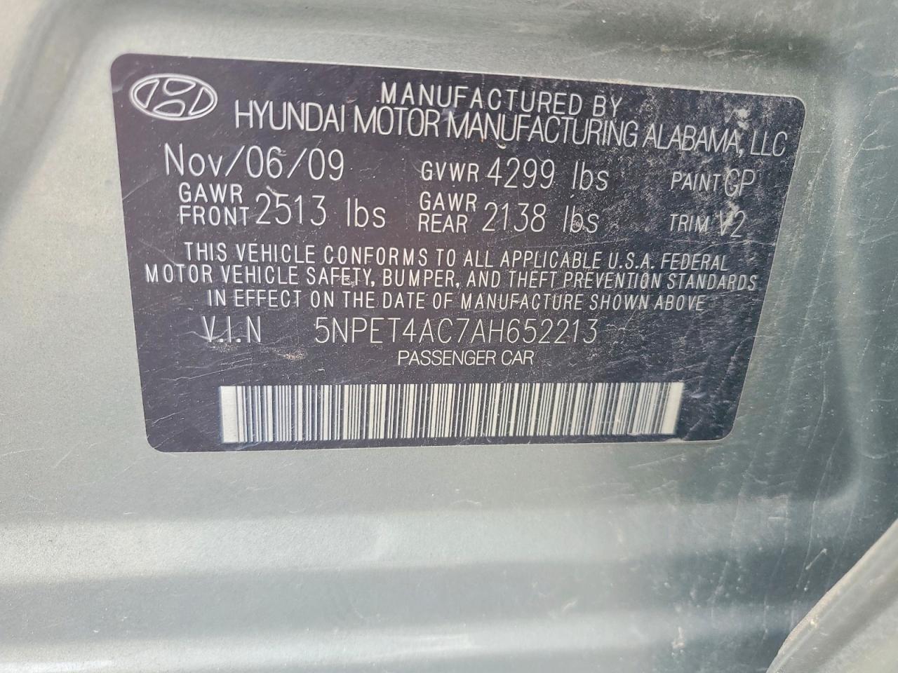 2010 Hyundai Sonata Gls Gray vin: 5NPET4AC7AH652213