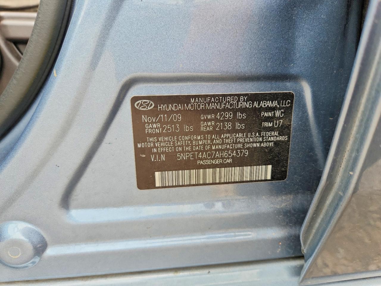 2010 Hyundai Sonata Gls Blue vin: 5NPET4AC7AH654379