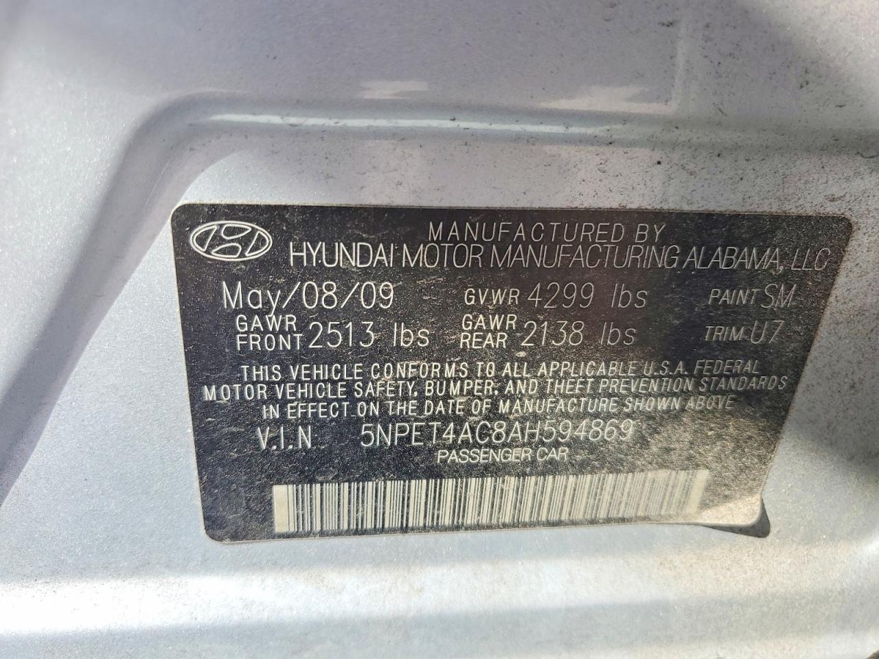 2010 Hyundai Sonata Gls Silver vin: 5NPET4AC8AH594869