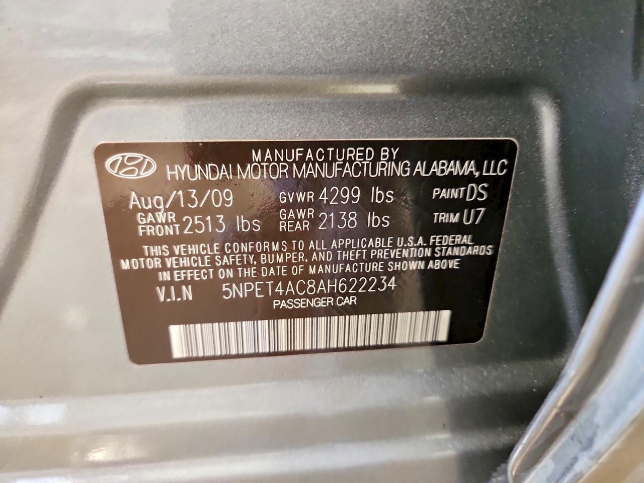 2010 Hyundai Sonata Gls Gray vin: 5NPET4AC8AH622234