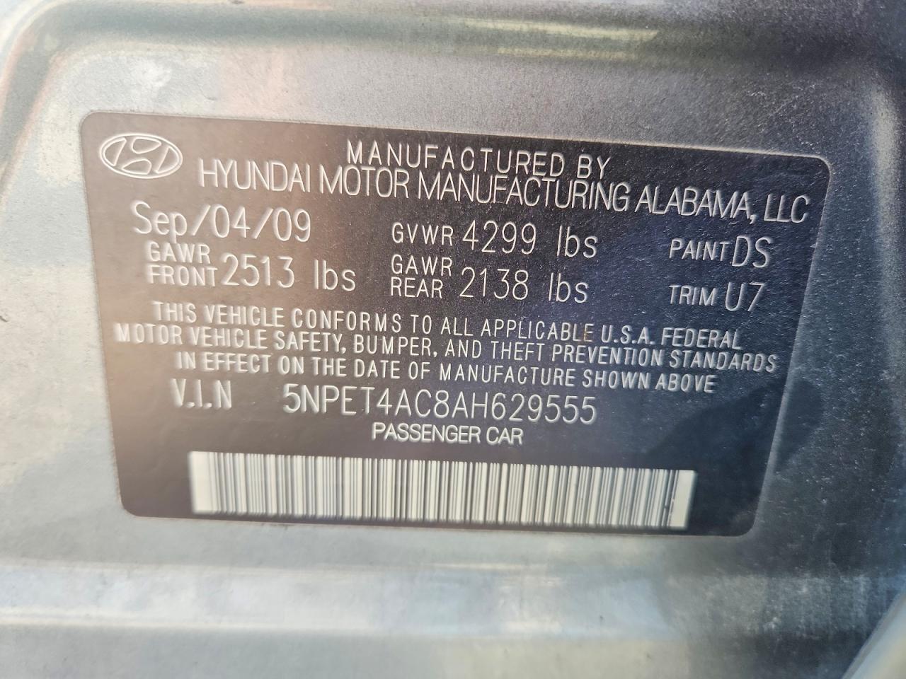 2010 Hyundai Sonata Gls Gray vin: 5NPET4AC8AH629555
