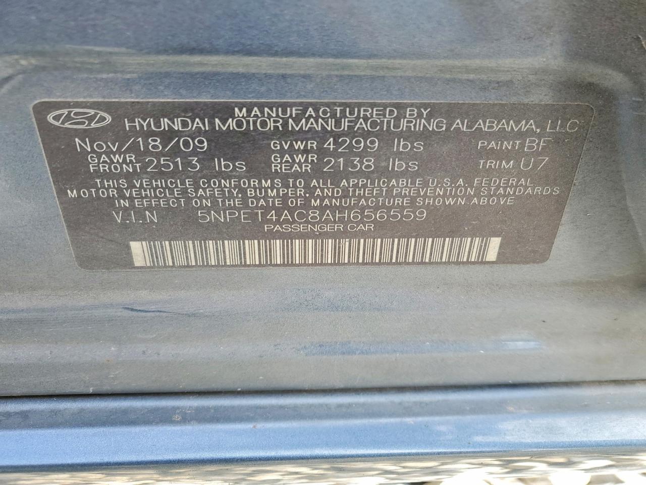 2010 Hyundai Sonata Gls Gray vin: 5NPET4AC8AH656559