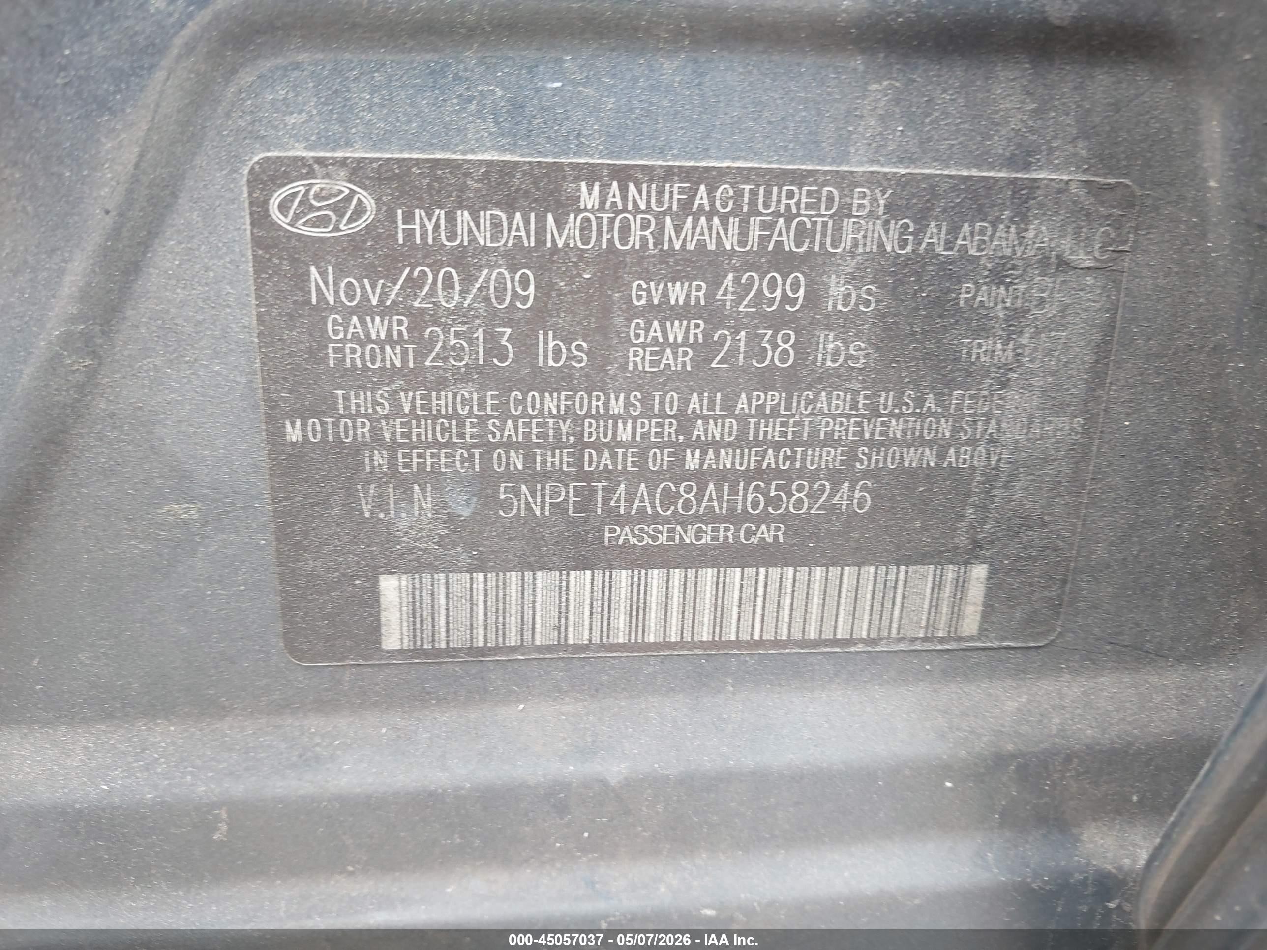 2010 Hyundai Sonata Gls Blue vin: 5NPET4AC8AH658246