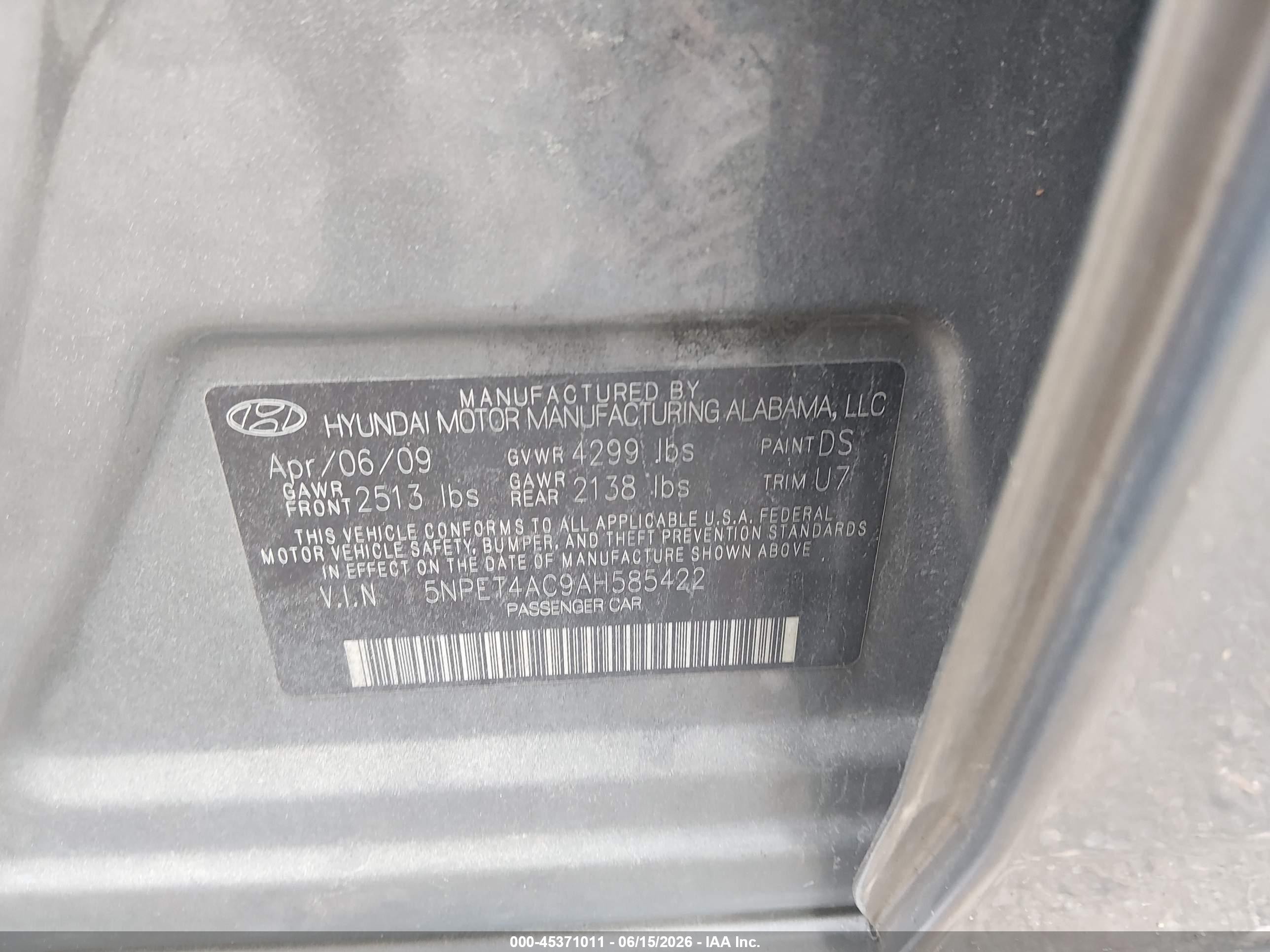 2010 Hyundai Sonata Gls Gray vin: 5NPET4AC9AH585422