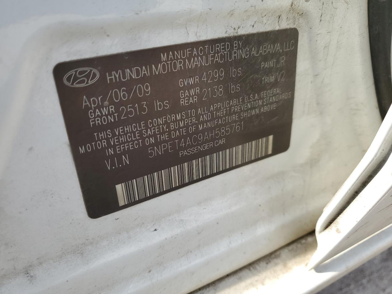 2010 Hyundai Sonata Gls White vin: 5NPET4AC9AH585761