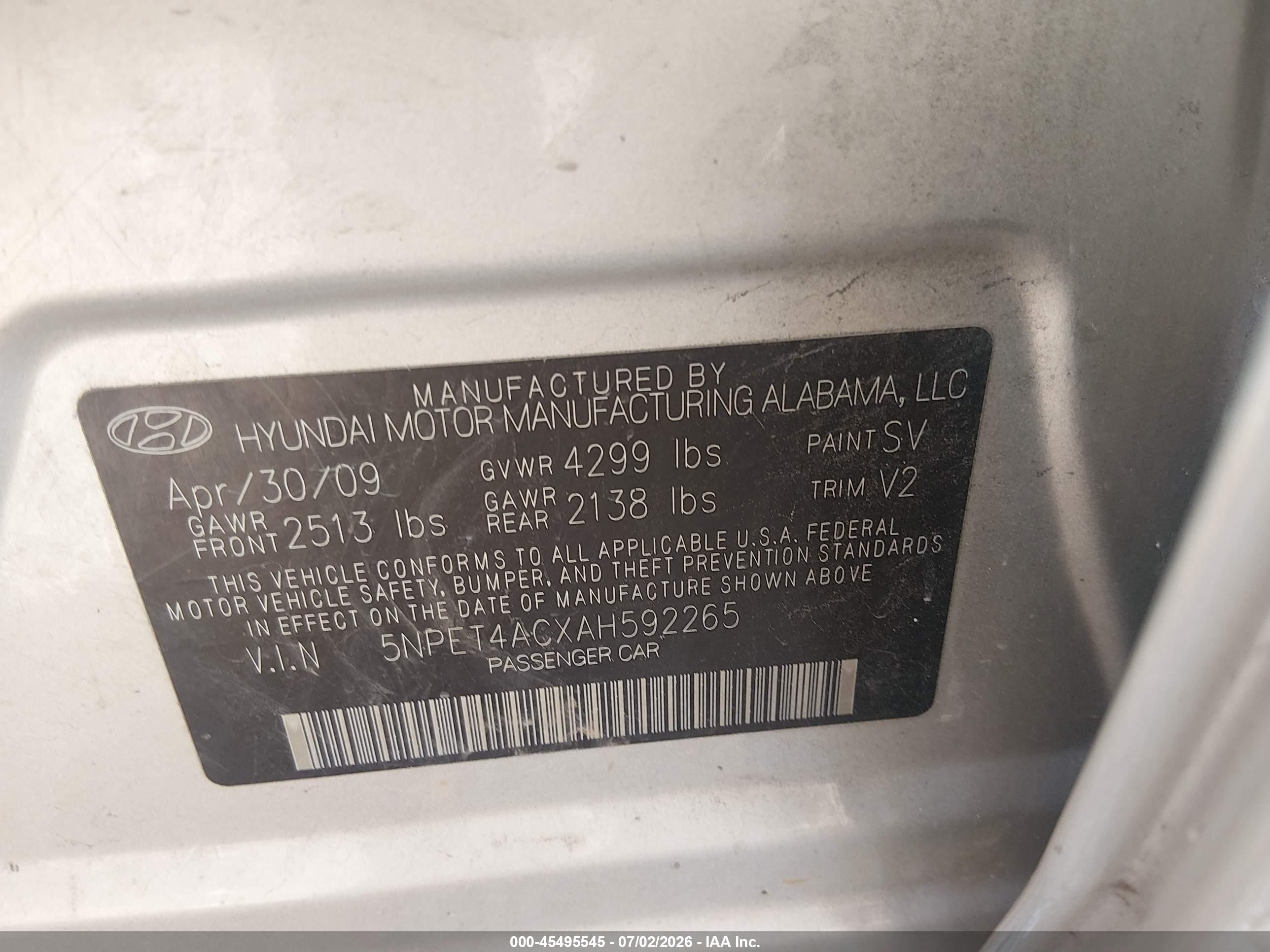 2010 Hyundai Sonata Gls Silver vin: 5NPET4ACXAH592265