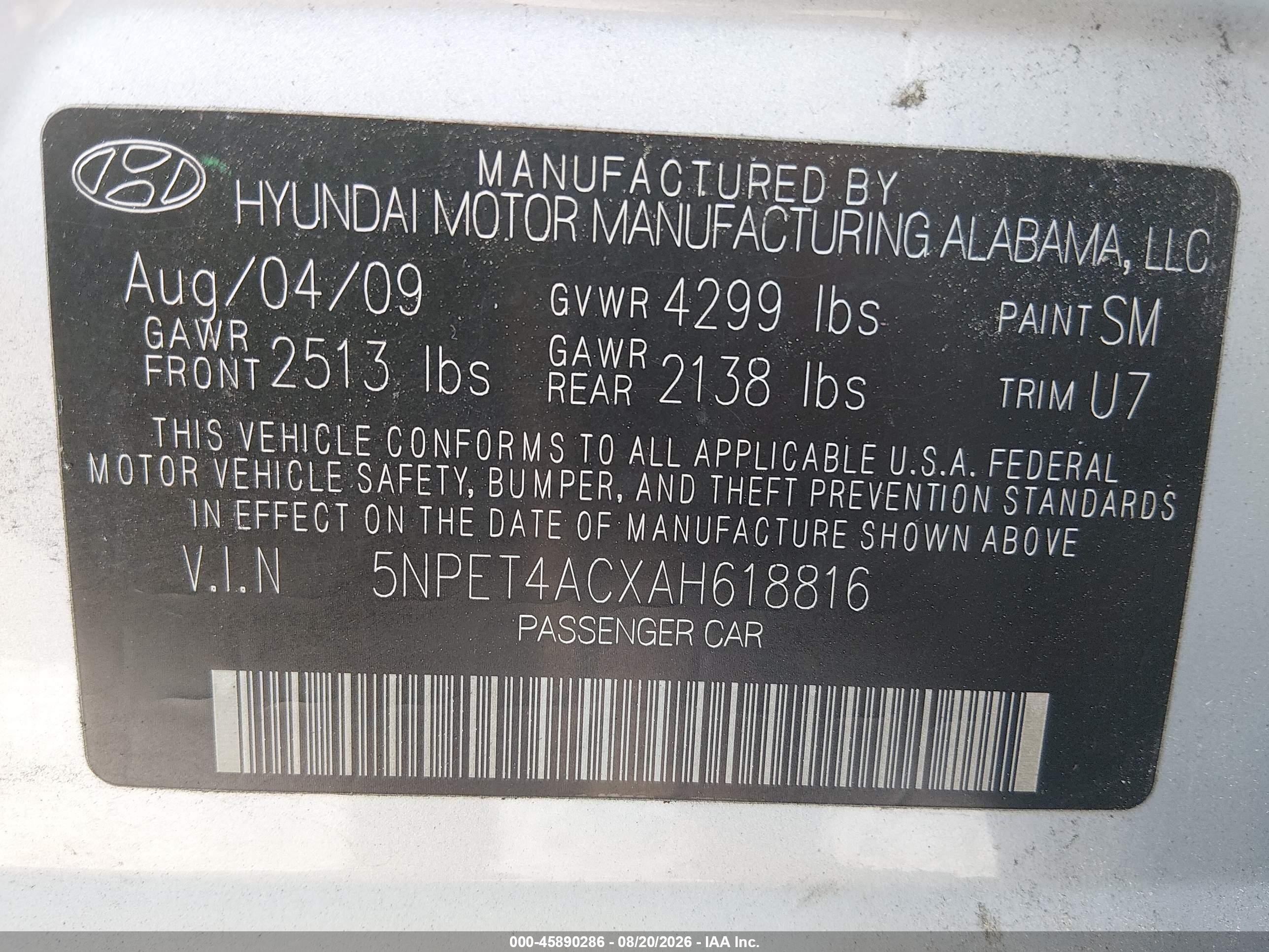 2010 Hyundai Sonata Gls Silver vin: 5NPET4ACXAH618816