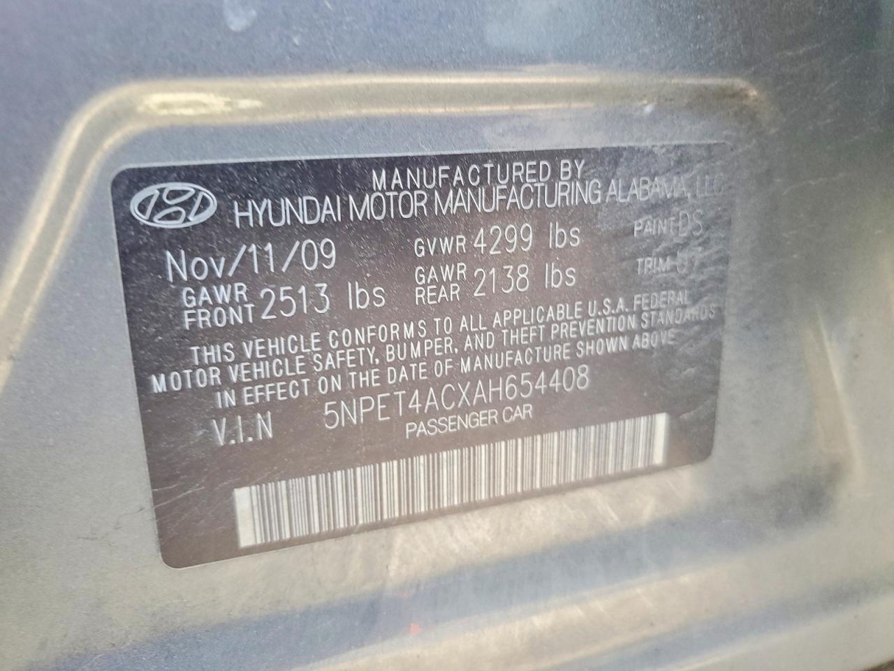 2010 Hyundai Sonata Gls Silver vin: 5NPET4ACXAH654408