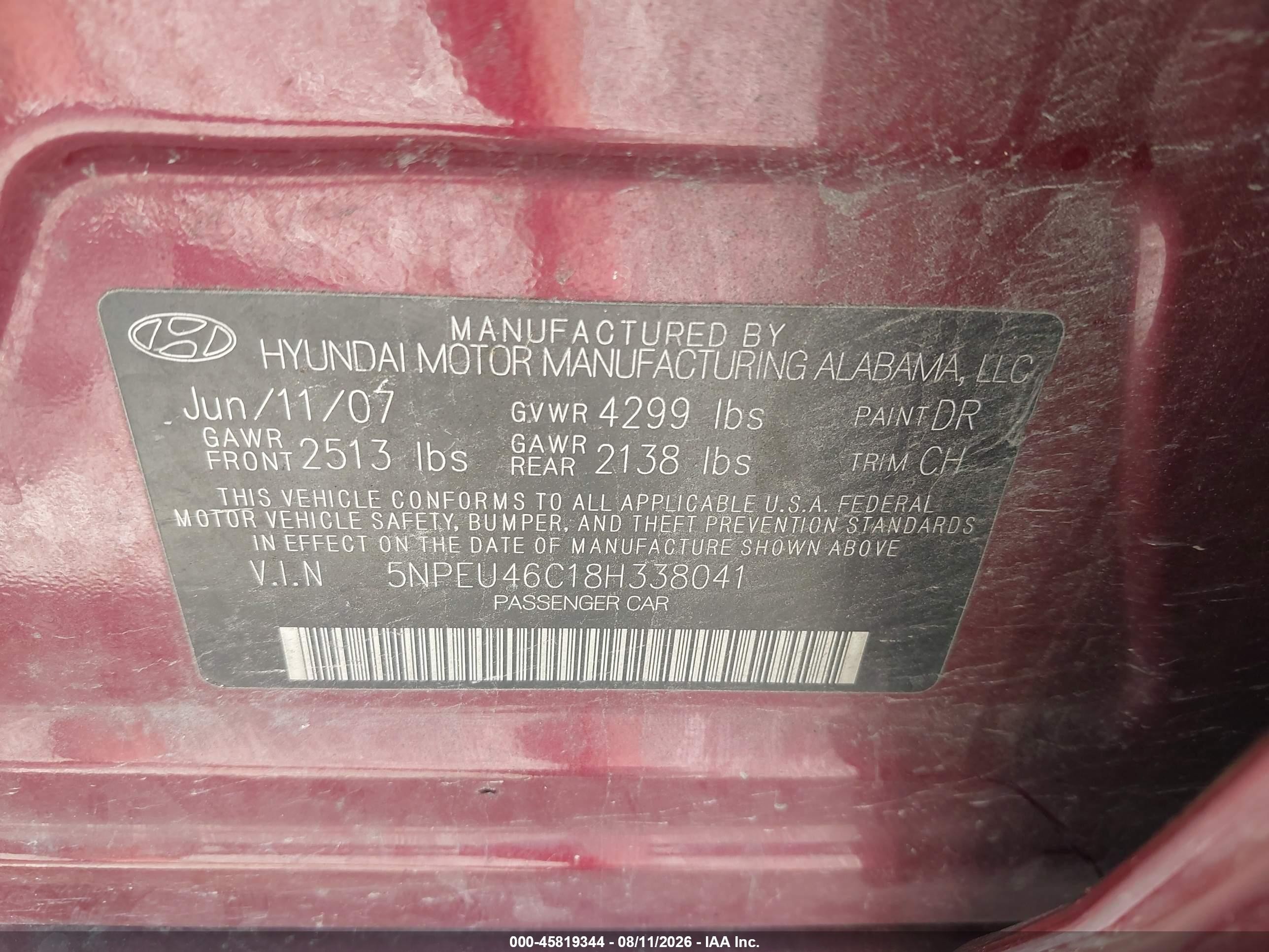 2008 Hyundai Sonata Limited/se Темно-бордовый vin: 5NPEU46C18H338041