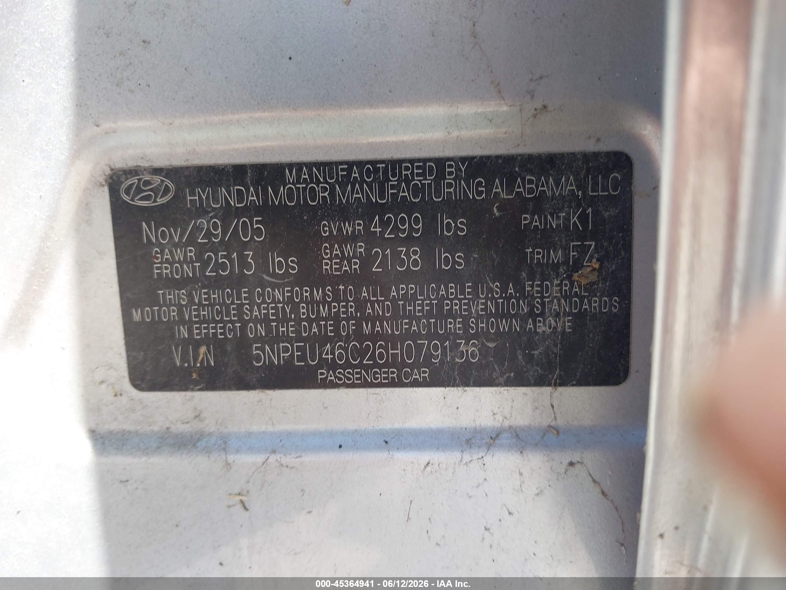 2006 Hyundai Sonata Gls Silver vin: 5NPEU46C26H079136