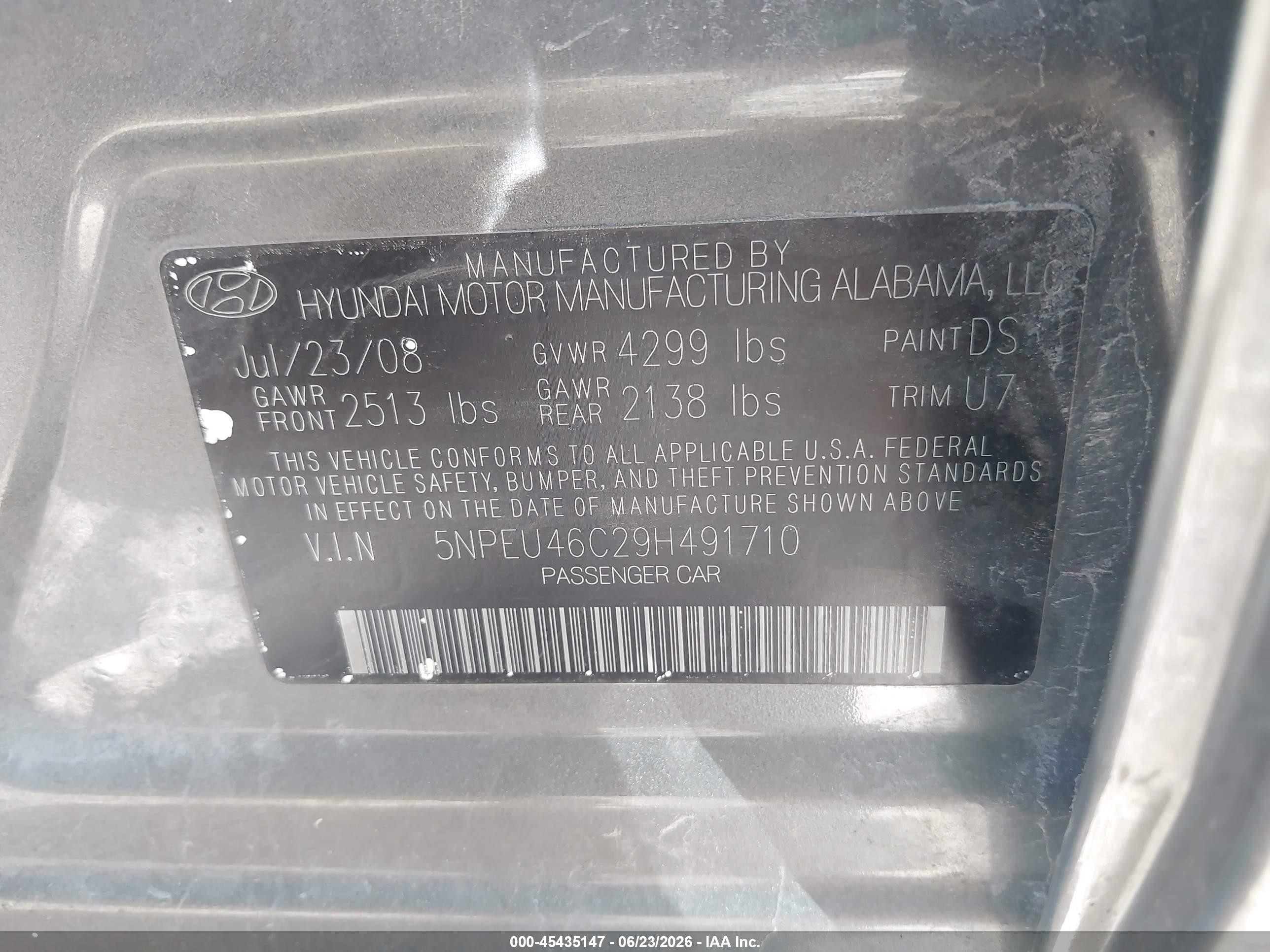 2009 Hyundai Sonata Limited Серый vin: 5NPEU46C29H491710