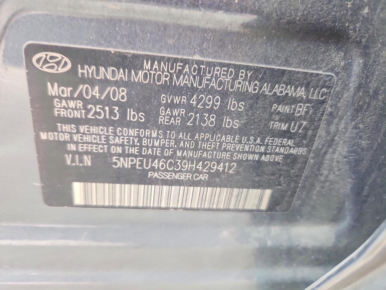 2009 Hyundai Sonata Limited Gray vin: 5NPEU46C39H429412