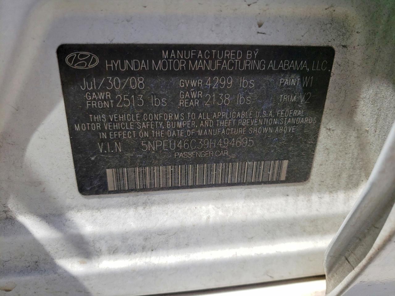 2009 Hyundai Sonata Limited White vin: 5NPEU46C39H494695