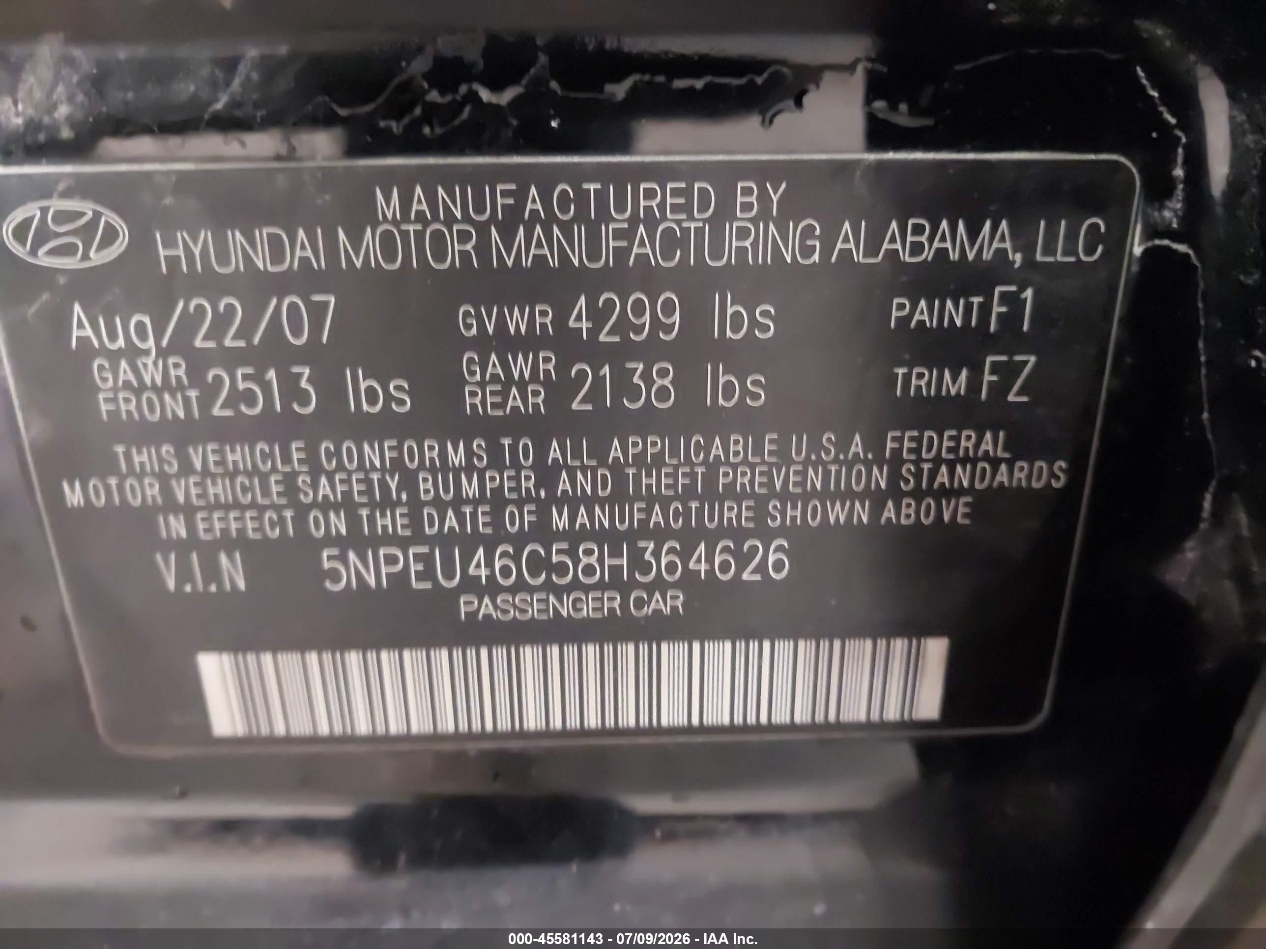 2008 Hyundai Sonata Limited/se Black vin: 5NPEU46C58H364626
