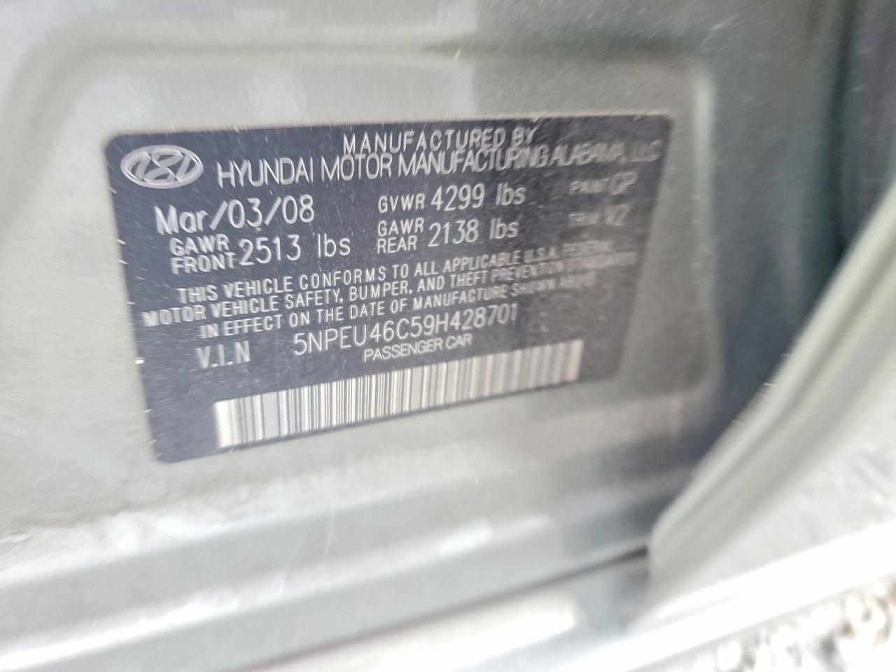 2009 Hyundai Sonata Limited Green vin: 5NPEU46C59H428701