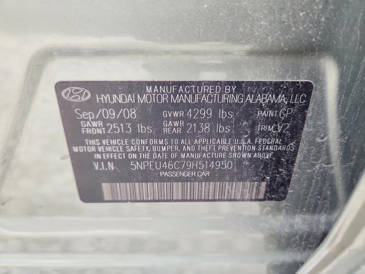 2009 Hyundai Sonata Limited Gray vin: 5NPEU46C79H514950