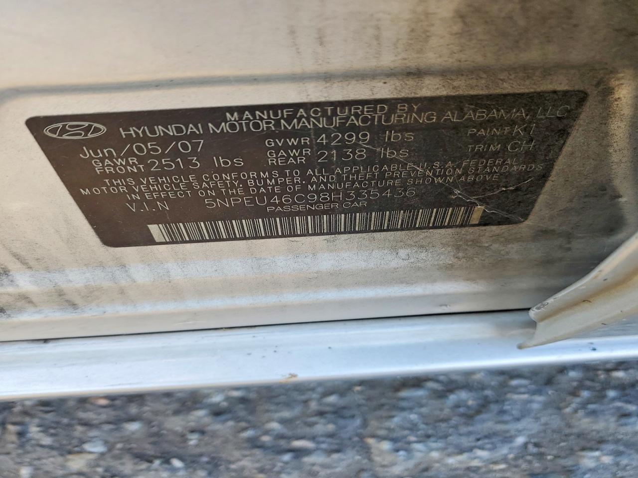 2008 Hyundai Sonata Se Silver vin: 5NPEU46C98H335436