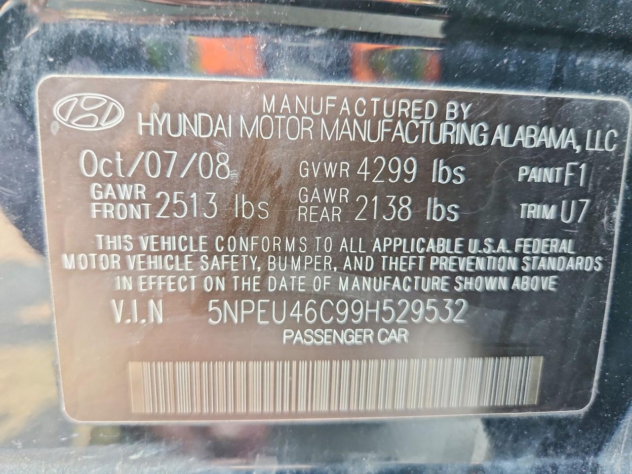 2009 Hyundai Sonata Se Black vin: 5NPEU46C99H529532