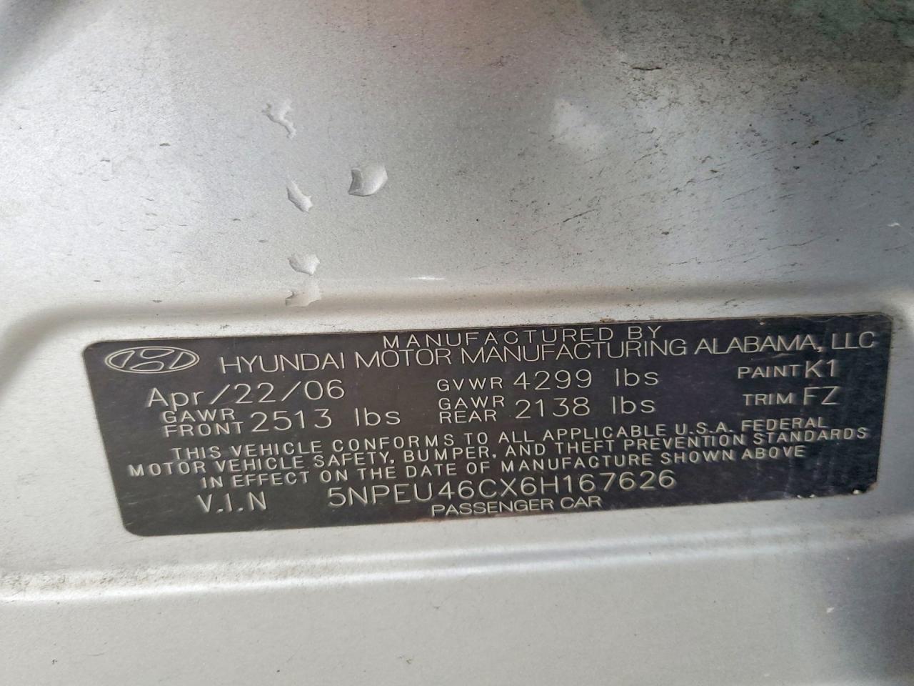 2006 Hyundai Sonata Gls Silver vin: 5NPEU46CX6H167626