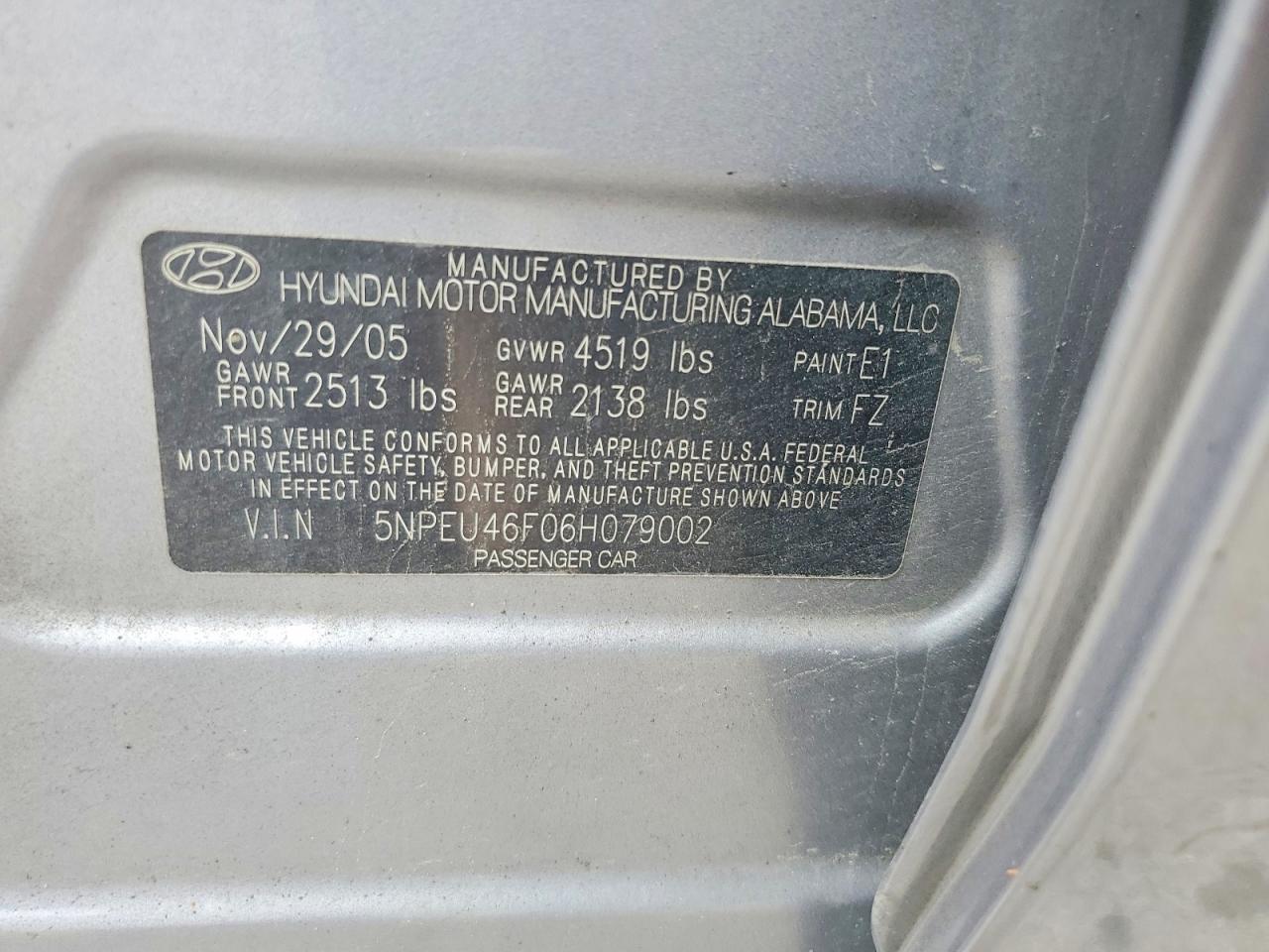 2006 Hyundai Sonata Gls V6 Silver vin: 5NPEU46F06H079002