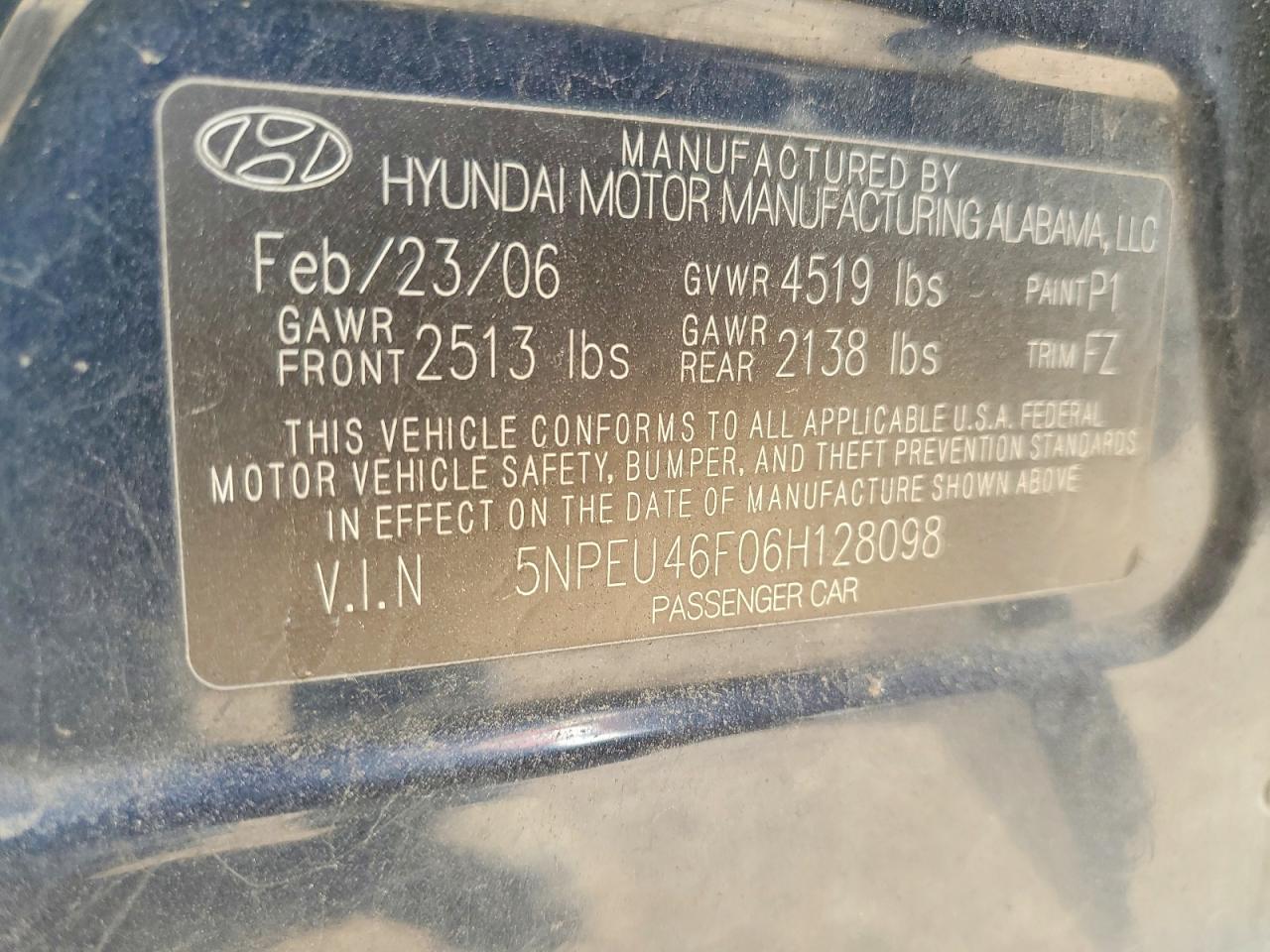 2006 Hyundai Sonata Gls V6 Blue vin: 5NPEU46F06H128098