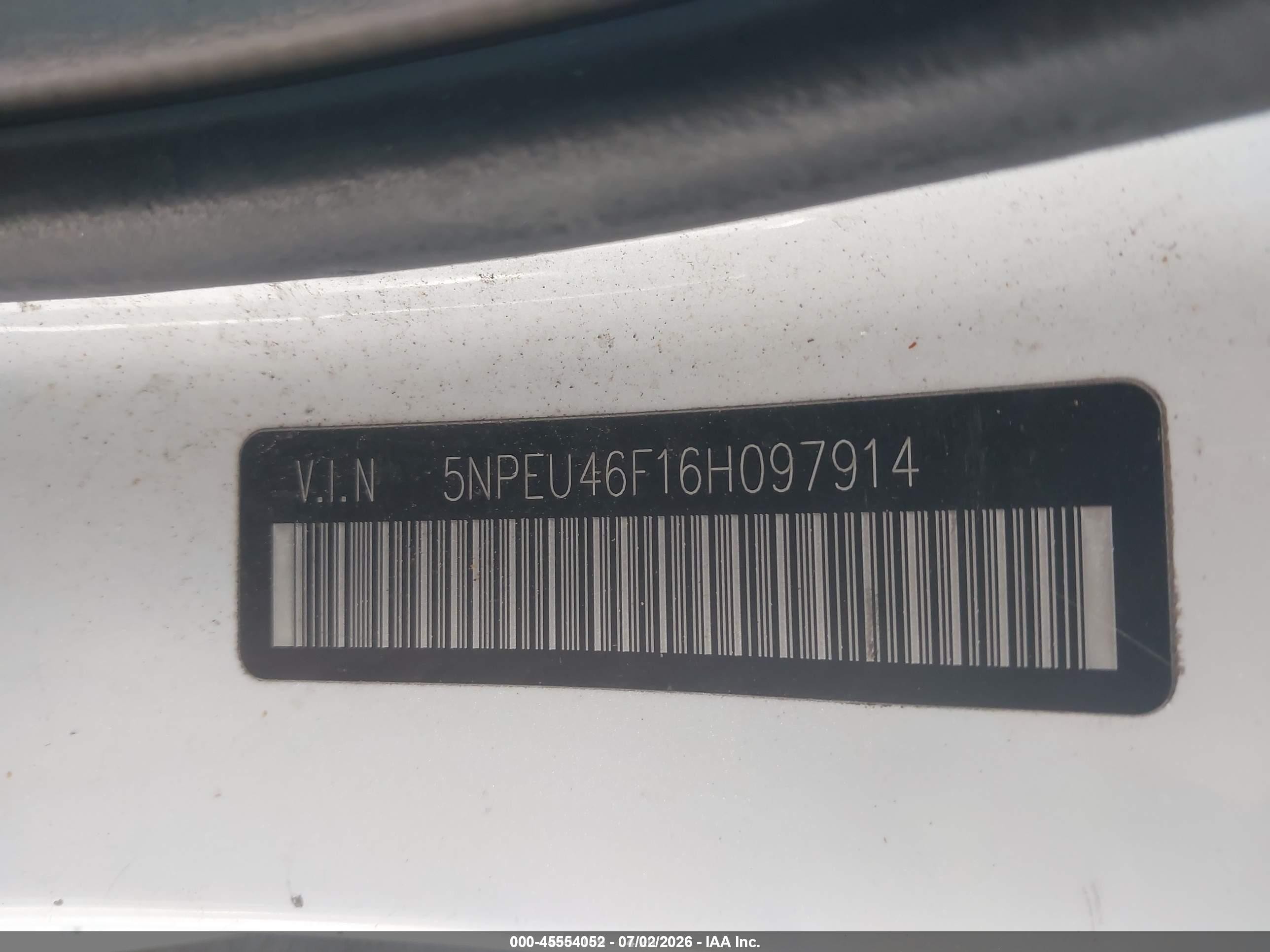 2006 Hyundai Sonata Gls V6/lx V6 White vin: 5NPEU46F16H097914