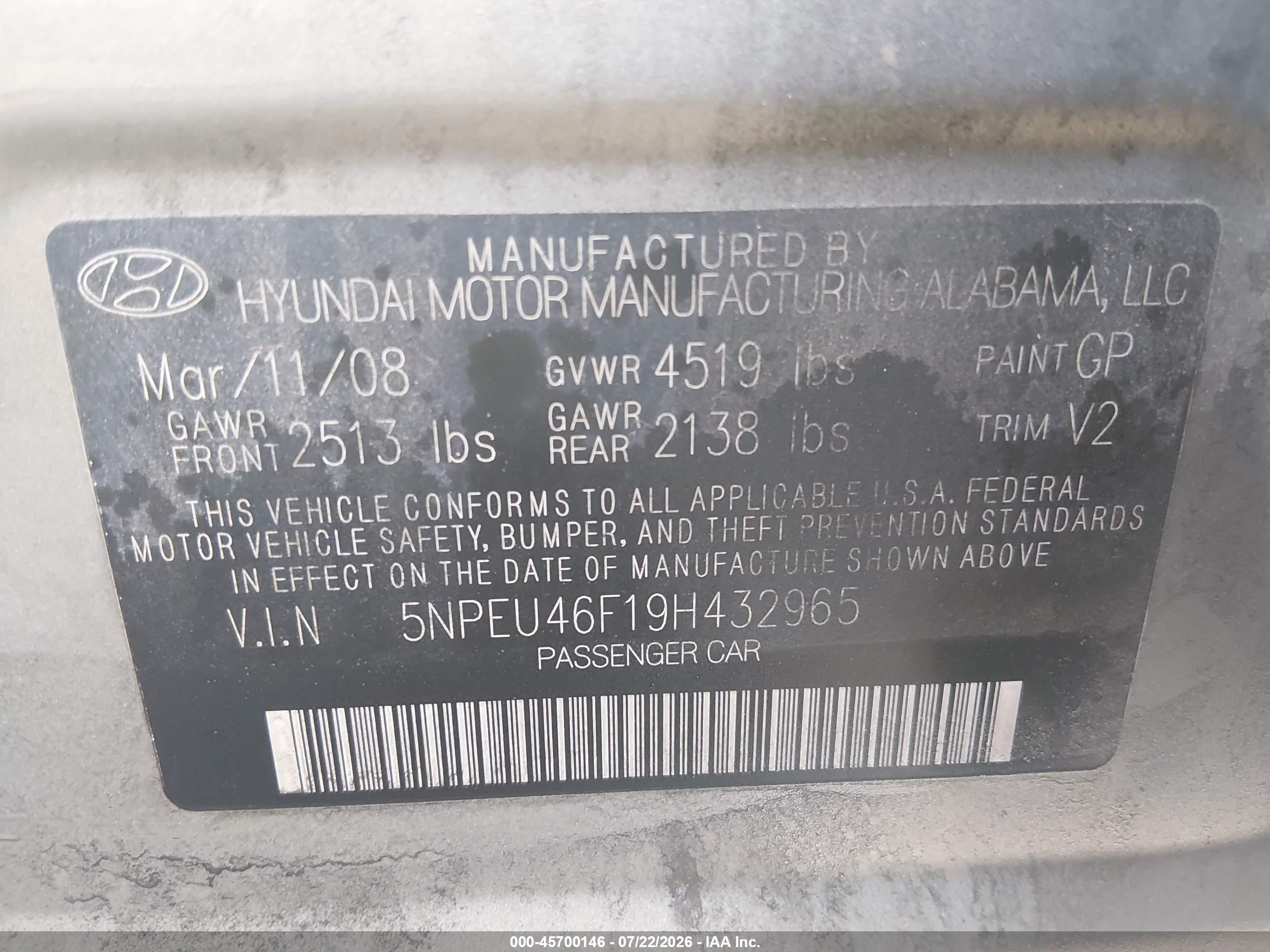 2009 Hyundai Sonata Limited V6 Green vin: 5NPEU46F19H432965