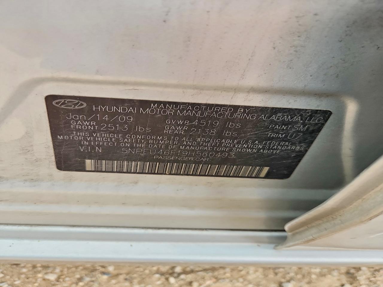 2009 Hyundai Sonata Limited V6 Silver vin: 5NPEU46F19H560493