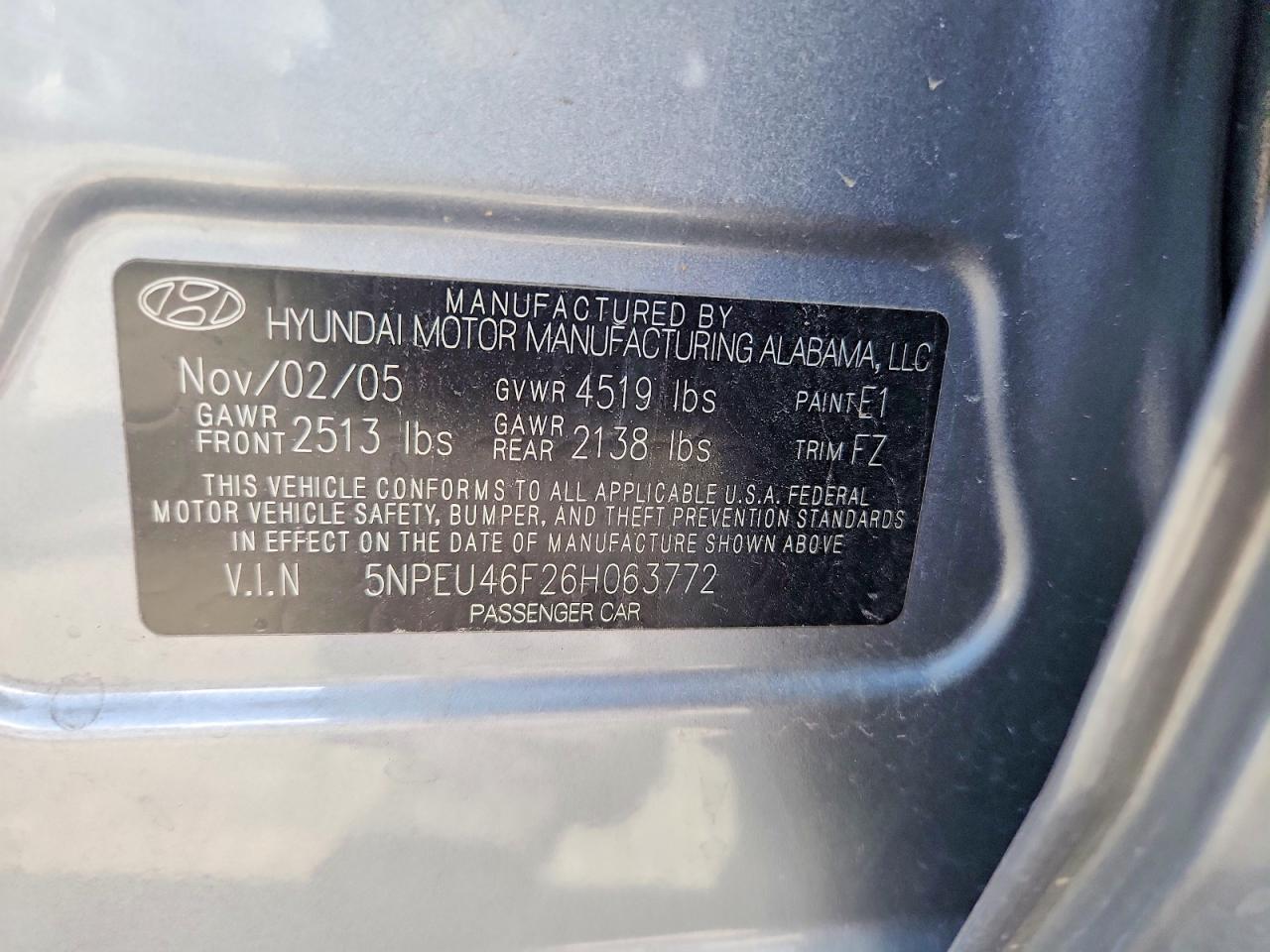 2006 Hyundai Sonata Gls V6 Silver vin: 5NPEU46F26H063772